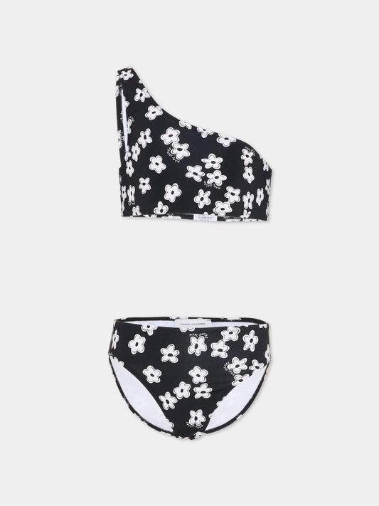 Bikini nero per bambina con margherite,Marc Jacobs,W60758 09B