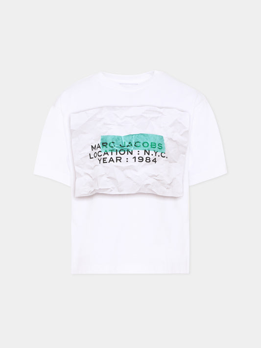 T-Shirt bianca per bambini con logo,Marc Jacobs,W60764 U31