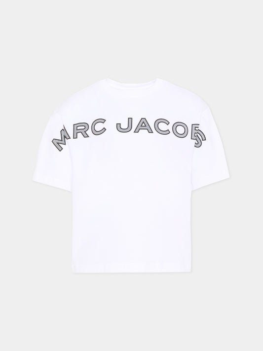 T-shirt bianca per bambini con logo,Marc Jacobs,W60766 10P