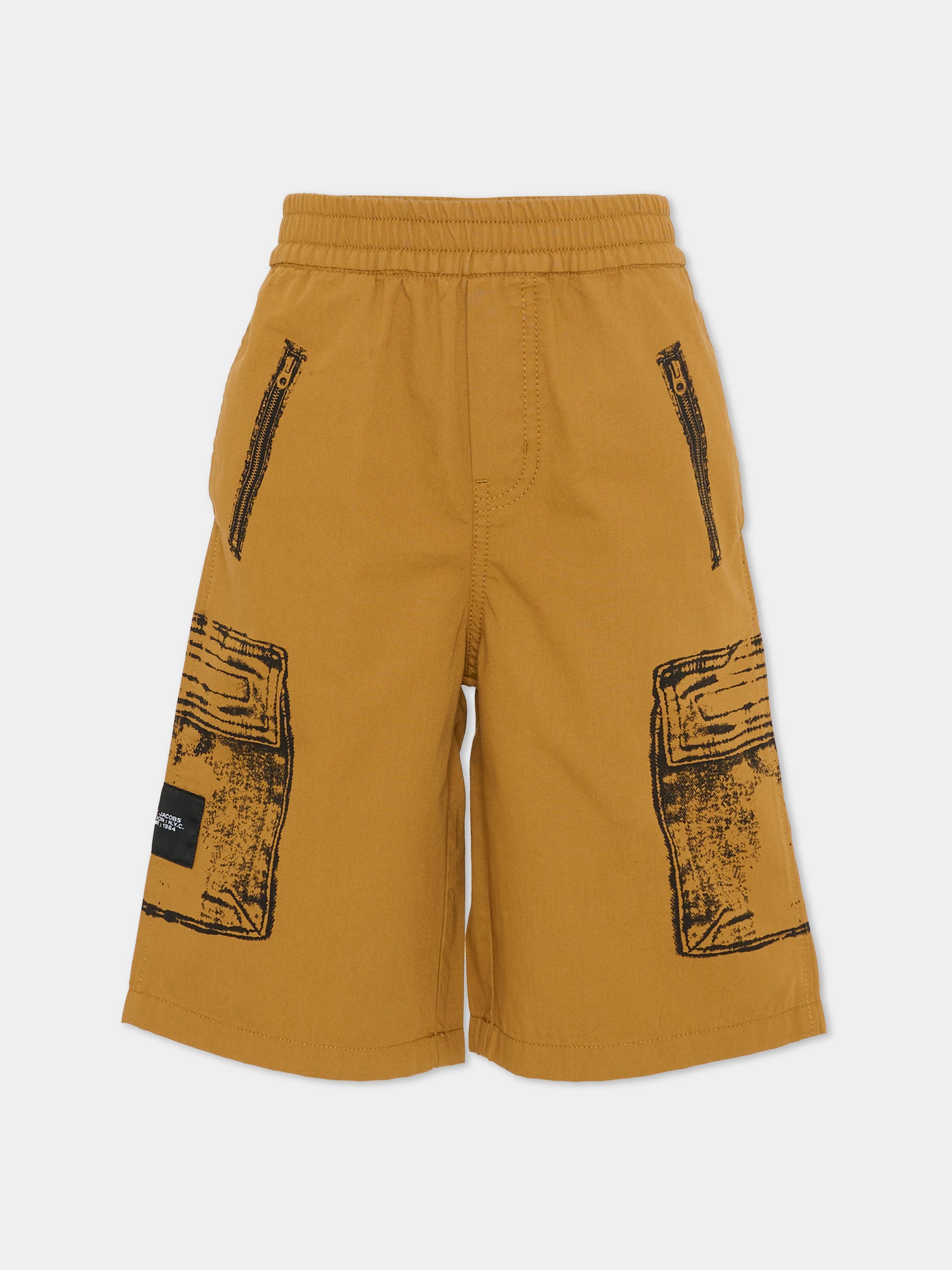 Shorts marroni per bambino con logo,Marc Jacobs,W60784 300