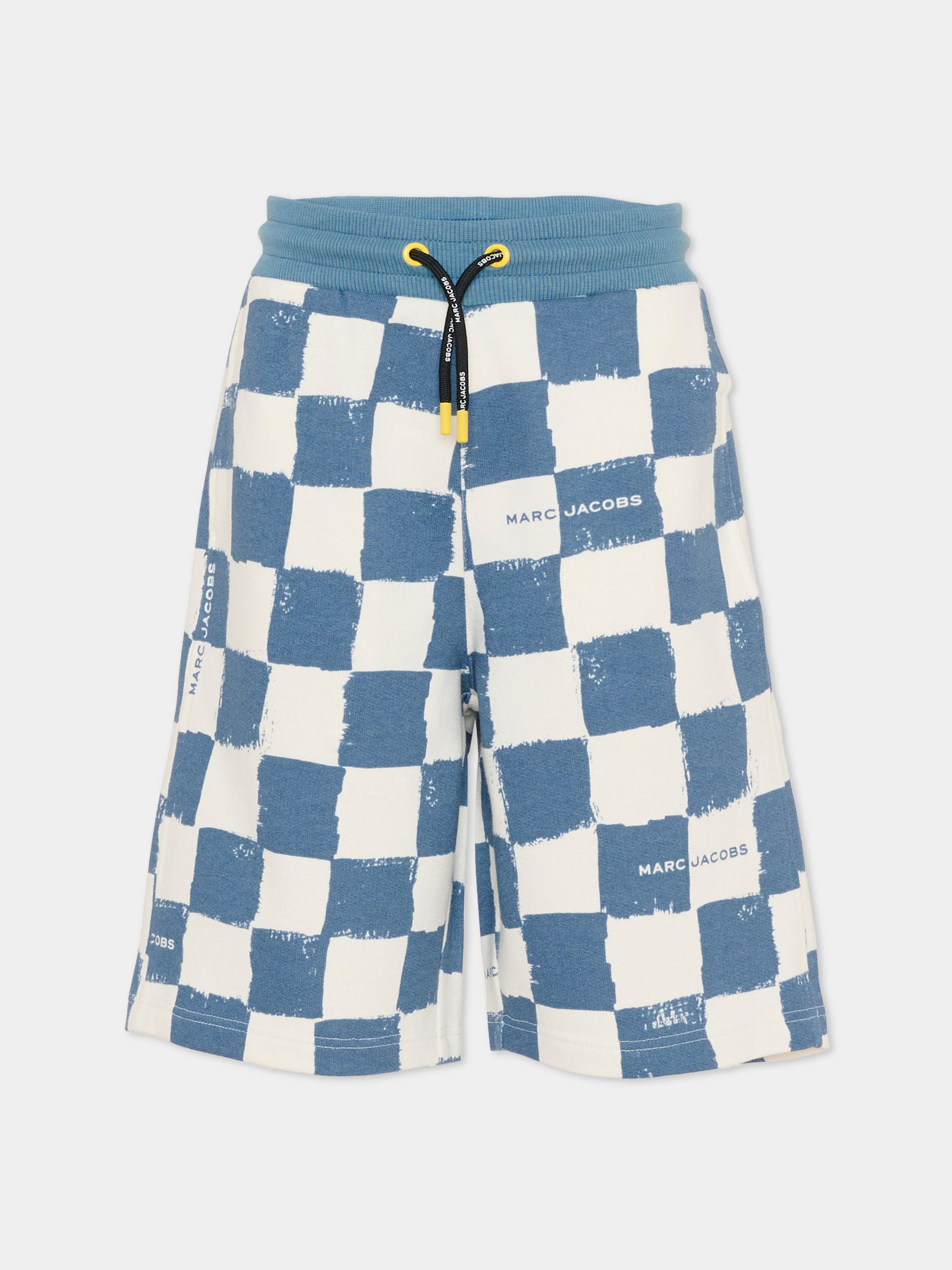 Shorts blu per bambino con motivo a scacchi,Marc Jacobs,W60790 80B