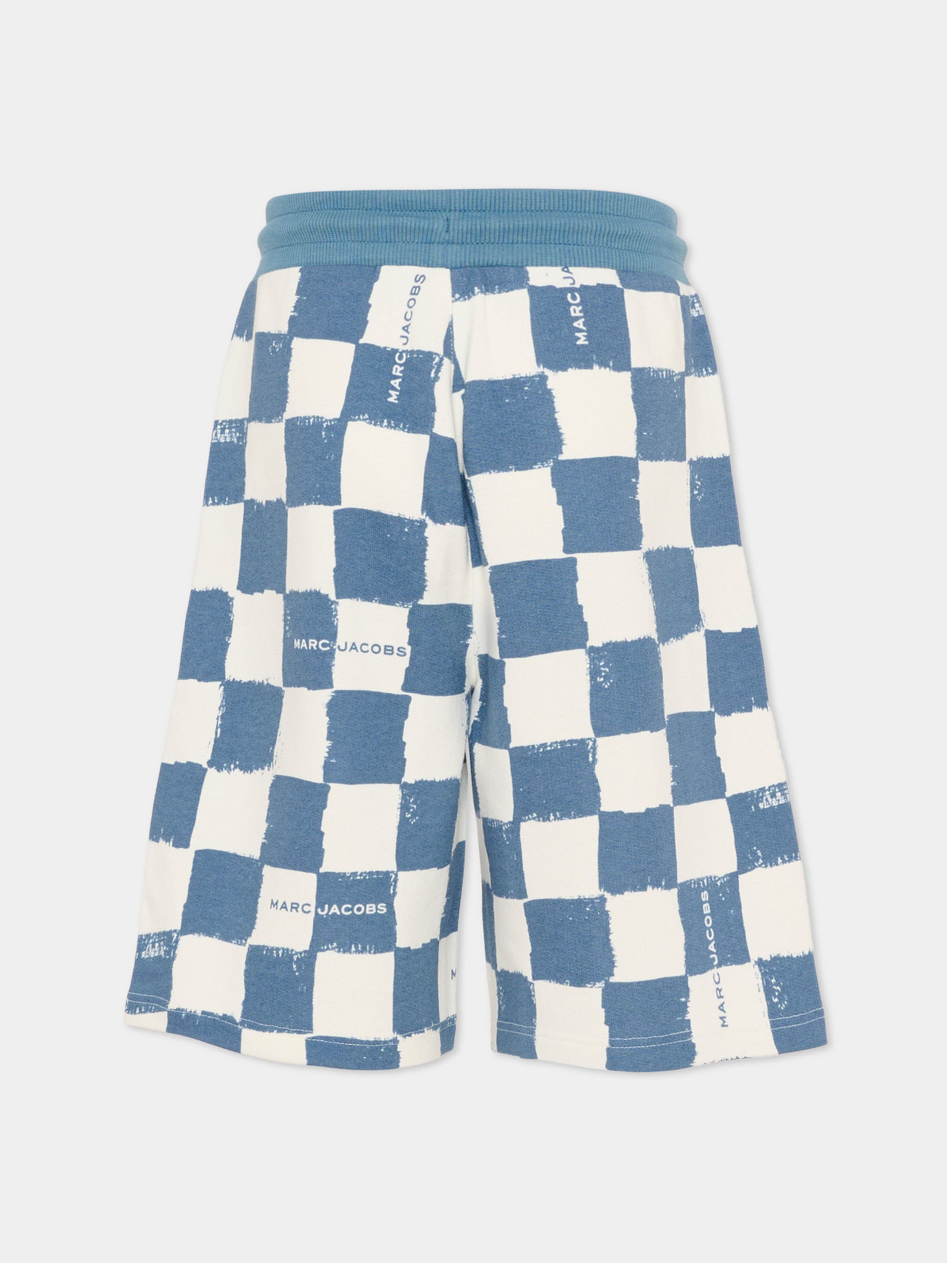 Shorts blu per bambino con motivo a scacchi,Marc Jacobs,W60790 80B