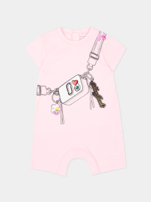 Pagliaccetto rosa per neonata con stampa borsa,Marc Jacobs,W60807 475