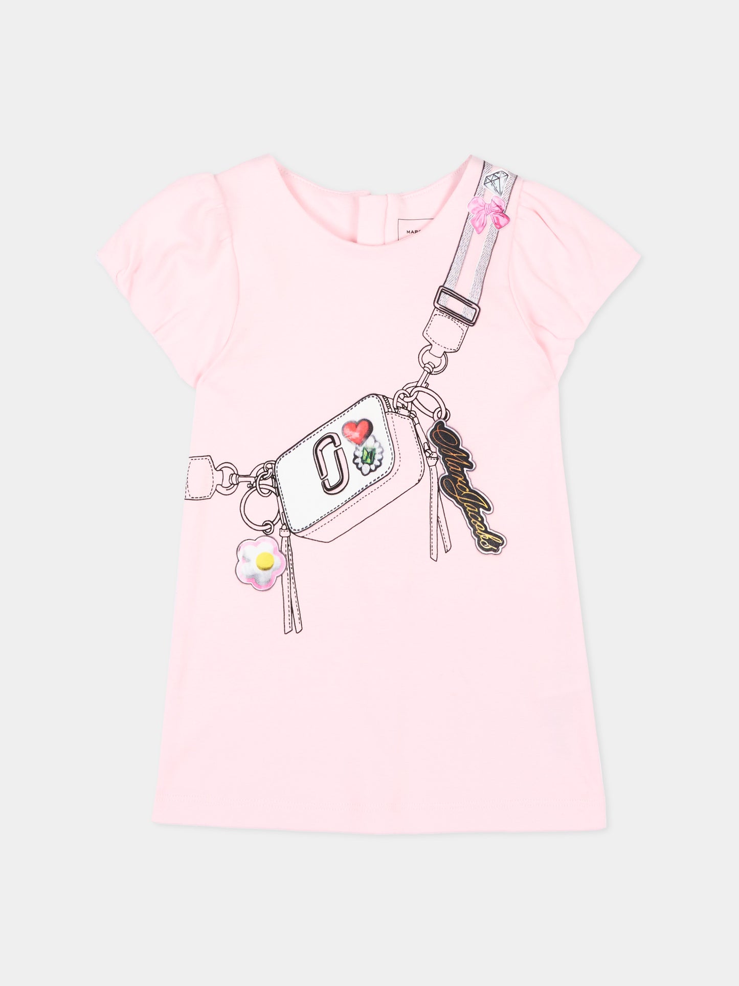 Vestito rosa per neonata con stampa borsa,Marc Jacobs,W60809 475