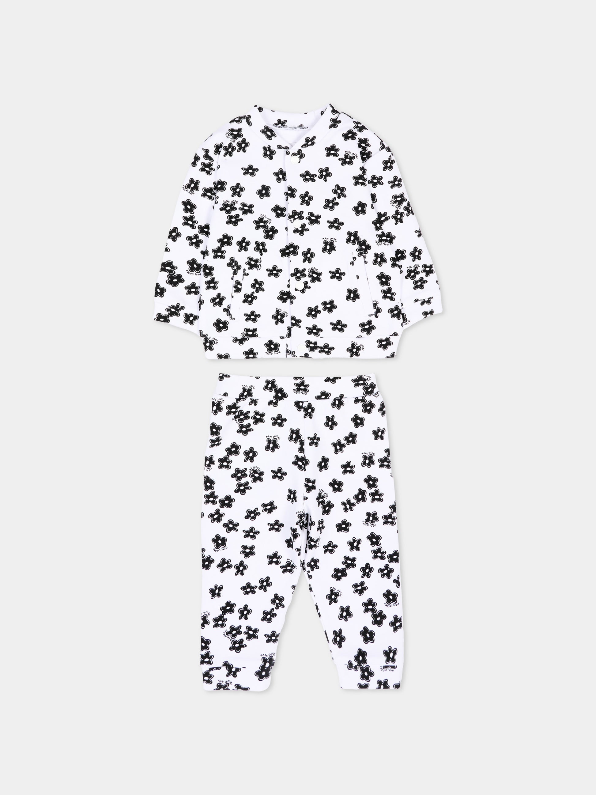 Completo sportivo bianco per neonata con fiori,Marc Jacobs,W60811 10P