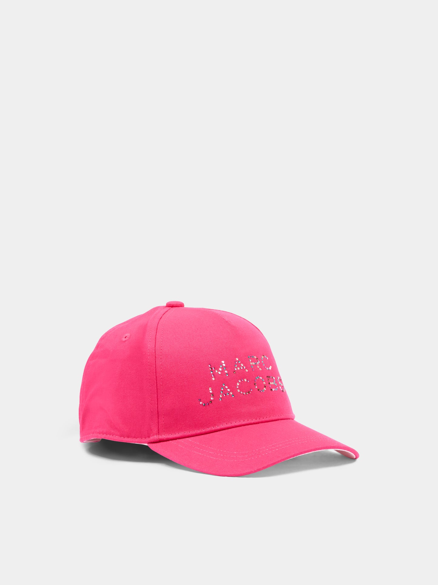 Cappello con visiera fucsia per bambina con logo strass,Marc Jacobs,W60838 437