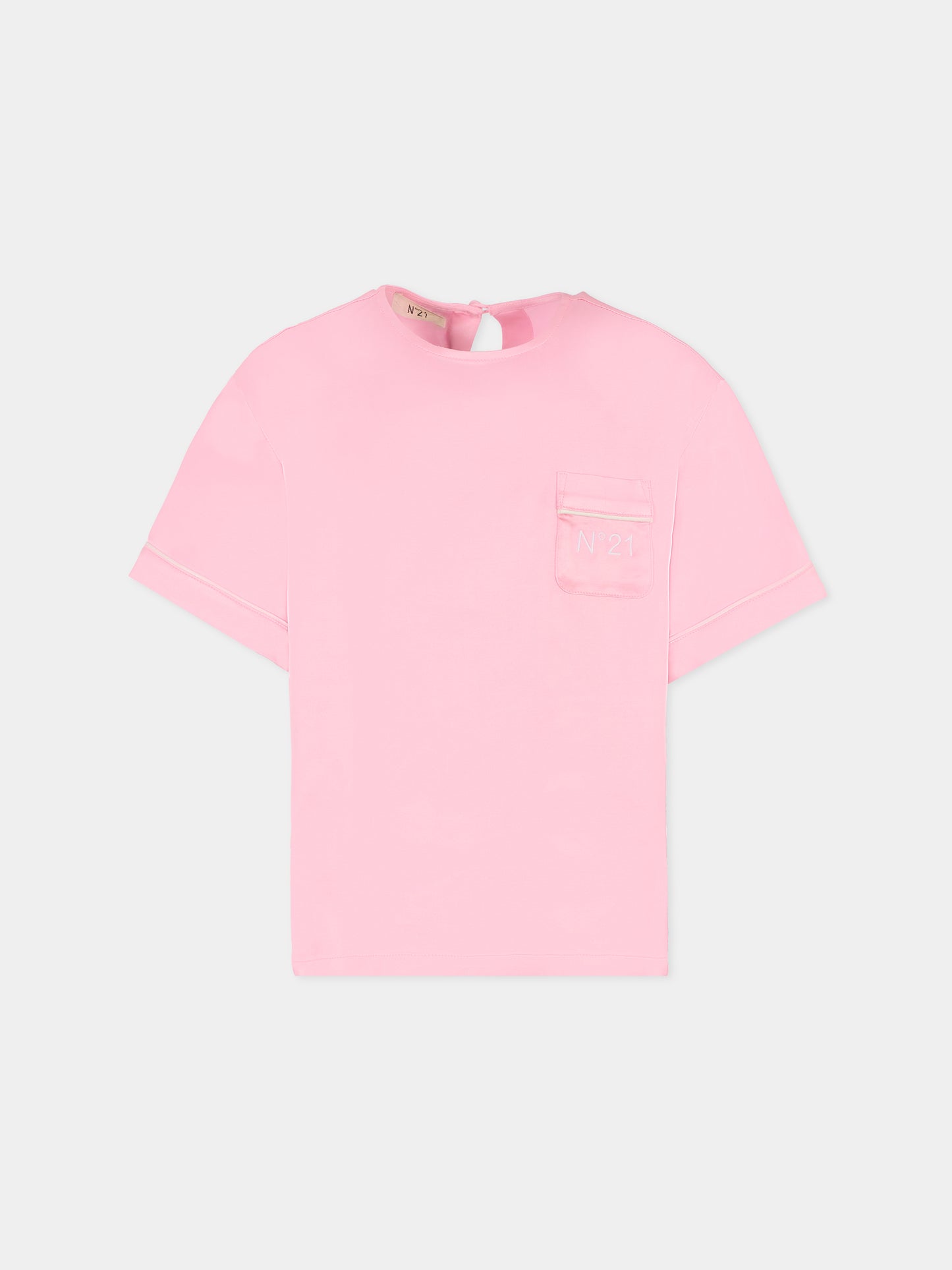 Camicia rosa per bambina con logo,N°21 Kids,N2100W N0397 0N318