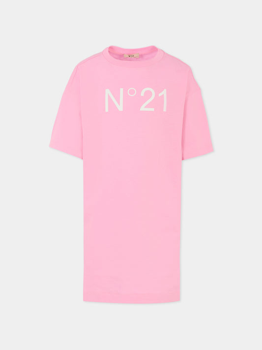 Vestito rosa per bambina con logo,N°21 Kids,N2102I N0153 0N318