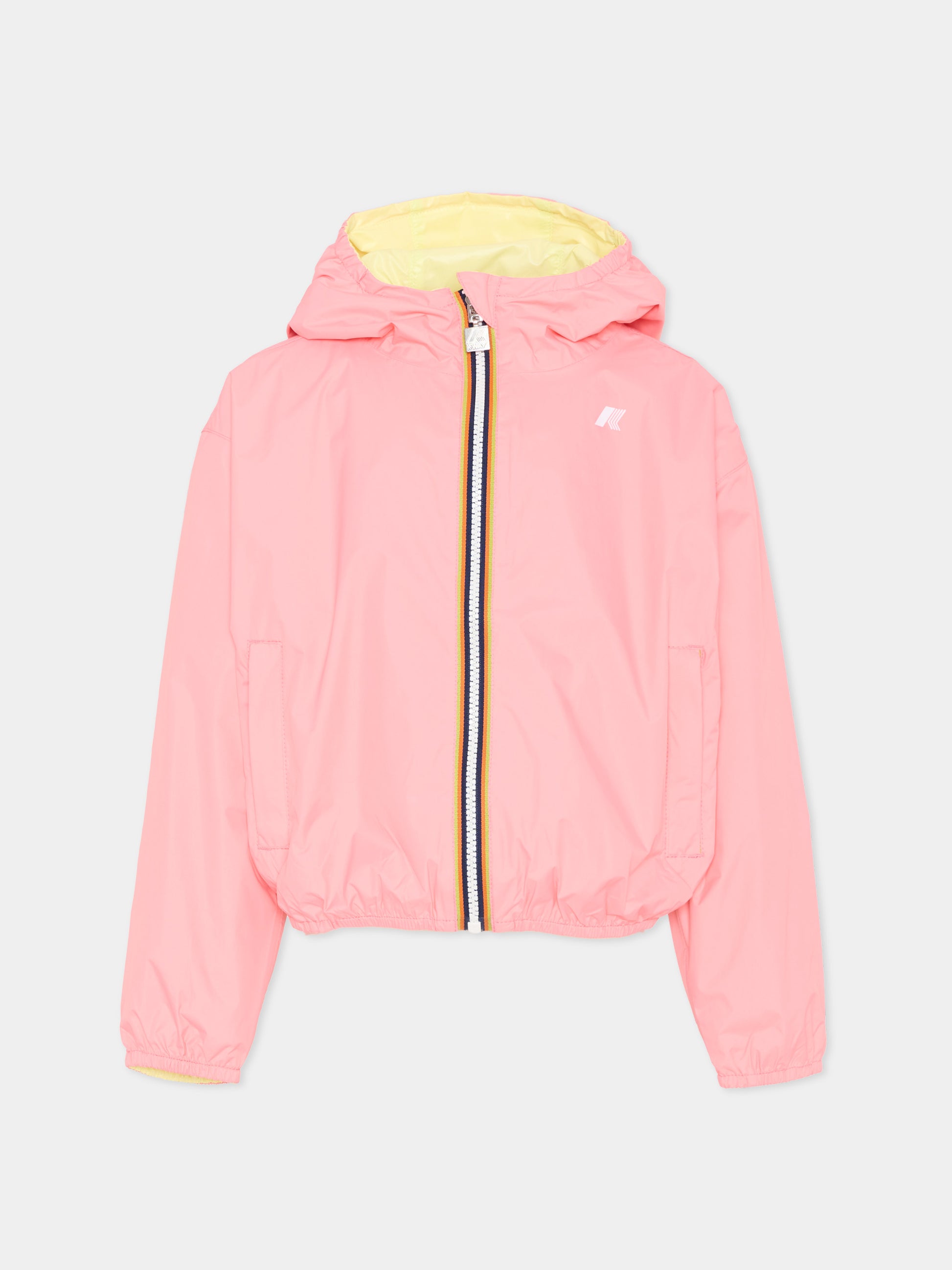 Giacca a vento rosa Laurette Plus. 2 Reversible per bambina con logo,K-way,K41337W C0W