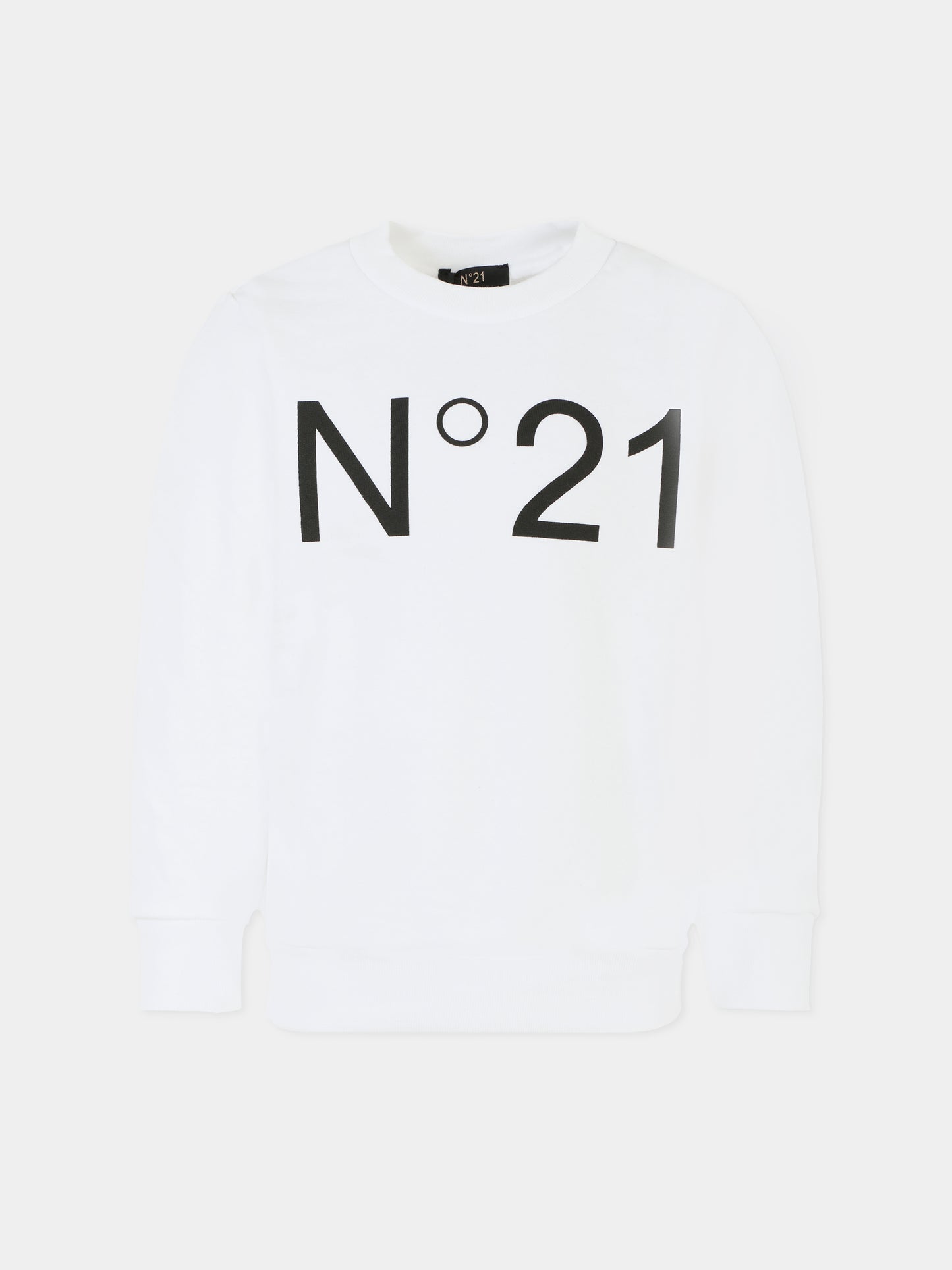 Felpa bianca per bambina con logo,N°21 Kids,N21A23 N0154 0N100
