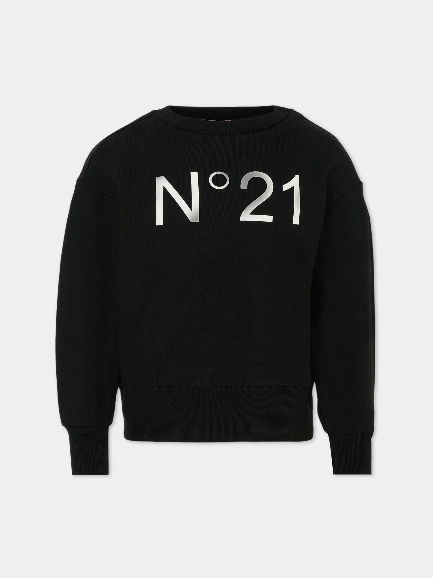 Felpa nera per bambina con logo,N°21 Kids,N21A23 N0154 0NC16