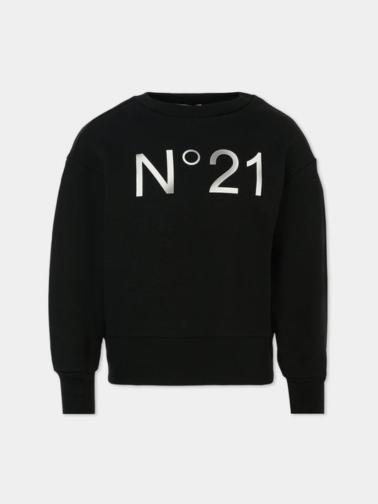 Felpa nera per bambina con logo,N°21 Kids,N21A23 N0154 0NC16