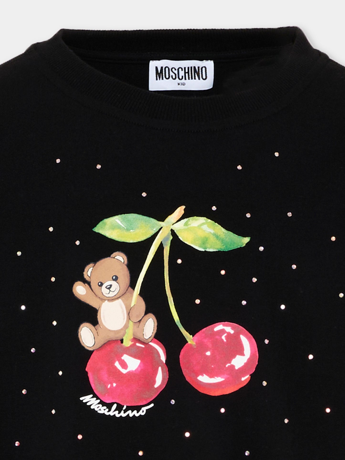 Felpa nera per bambina con Teddy Bear,Moschino Kids,HDF06O LDA25 60100