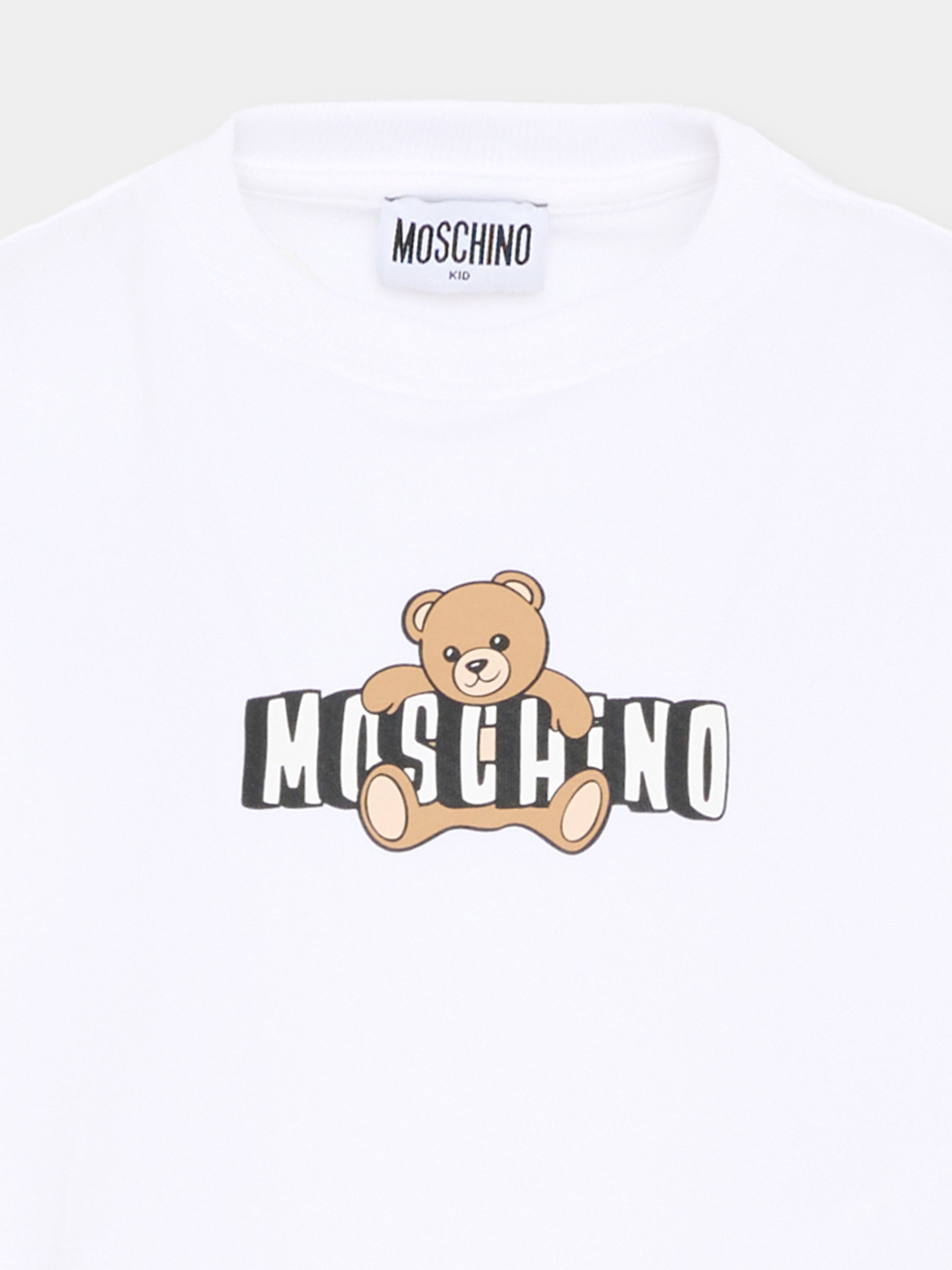 T-Shirt bianca per bambina con Teddy Bear,Moschino Kids,HDM072 LBA00 10101