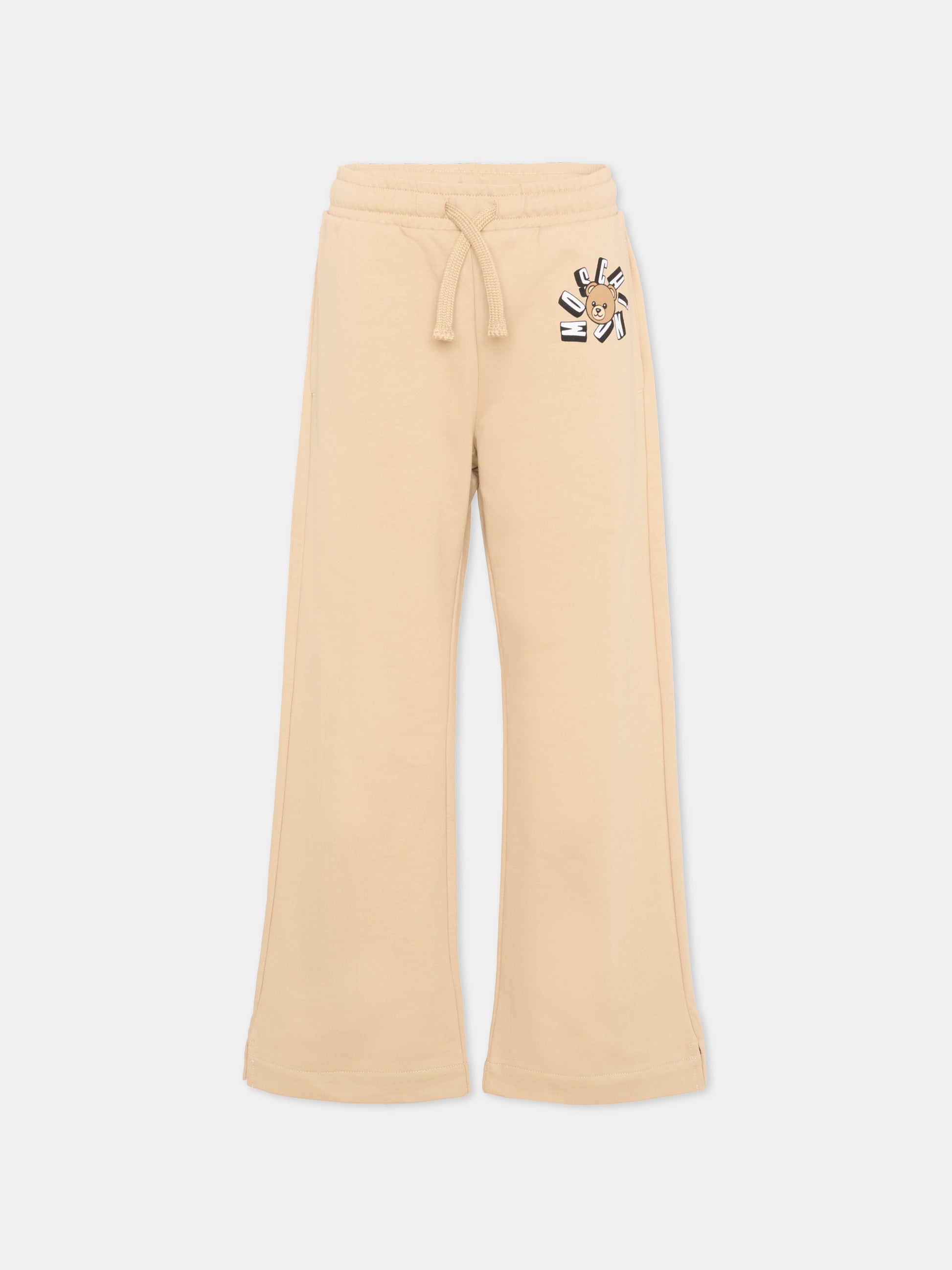 Pantaloni sportivi beige per bambina Teddy Bear,Moschino Kids,HDP06Z LCA19 20829