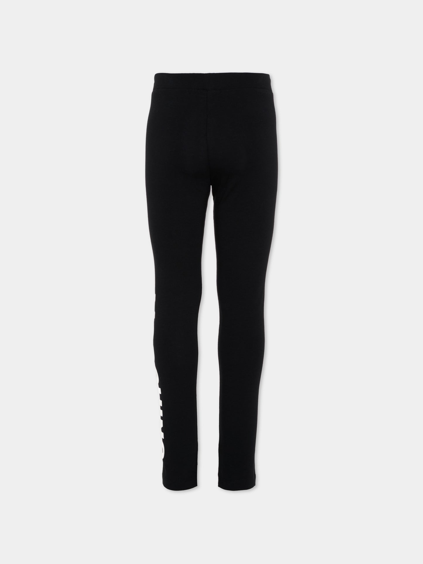Leggings neri per bambina con logo,Moschino Kids,HDP075 LBA00 60100
