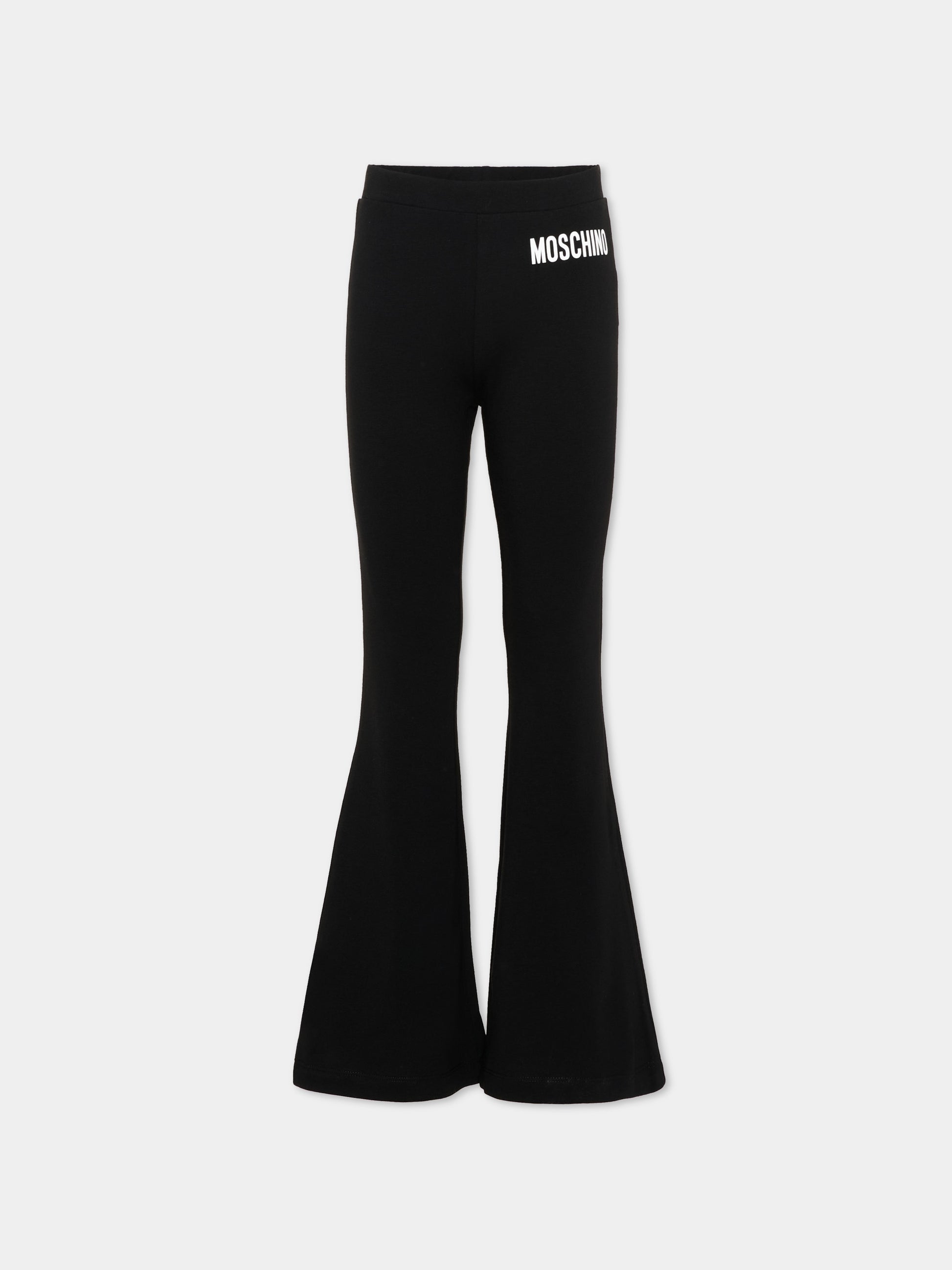 Pantaloni sportivi neri per bambina con logo,Moschino Kids,HDP076 LBA00 60100