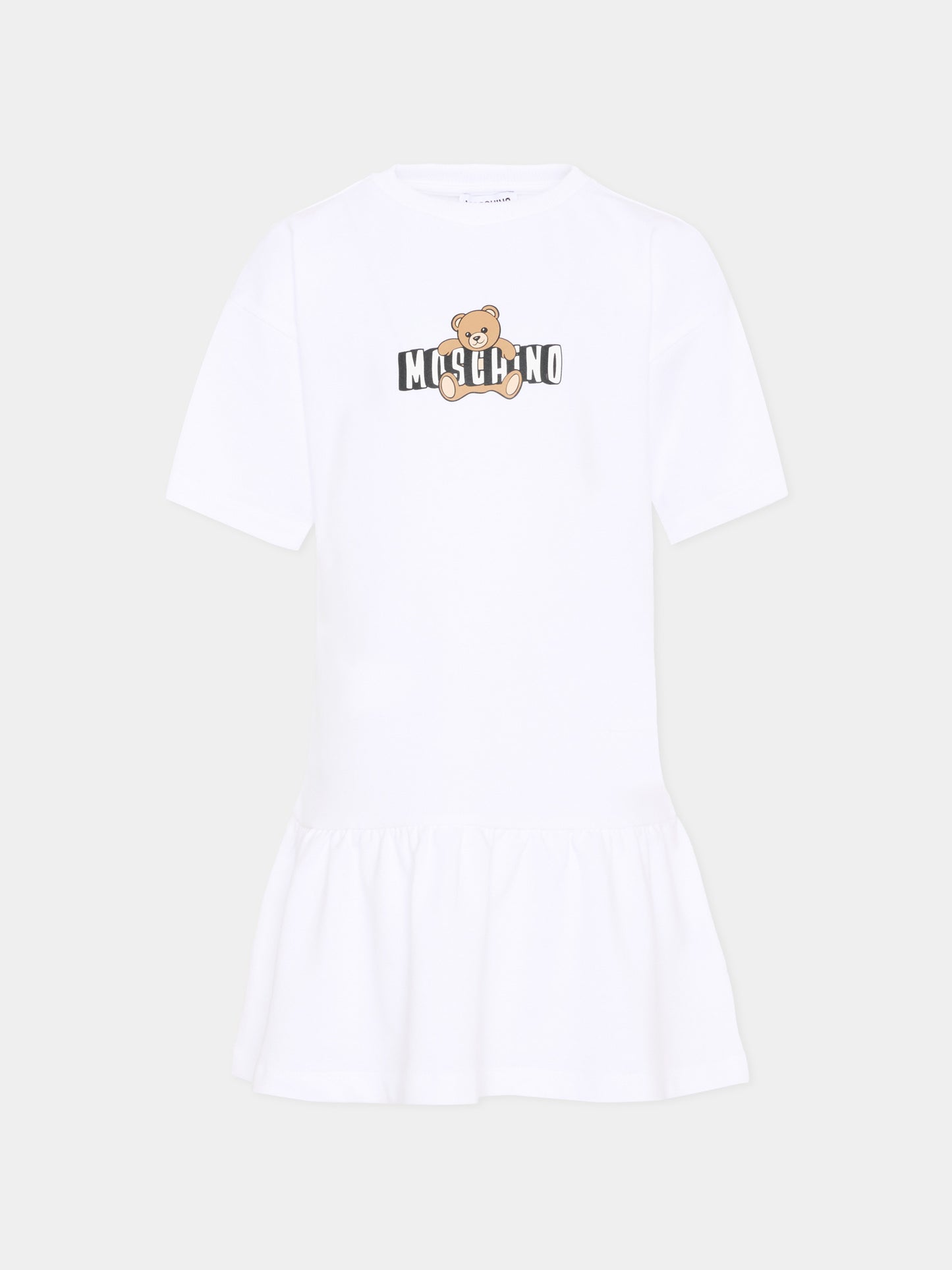 Vestito bianco per bambina con Teddy Bear,Moschino Kids,HDV0HL LCA19 10101