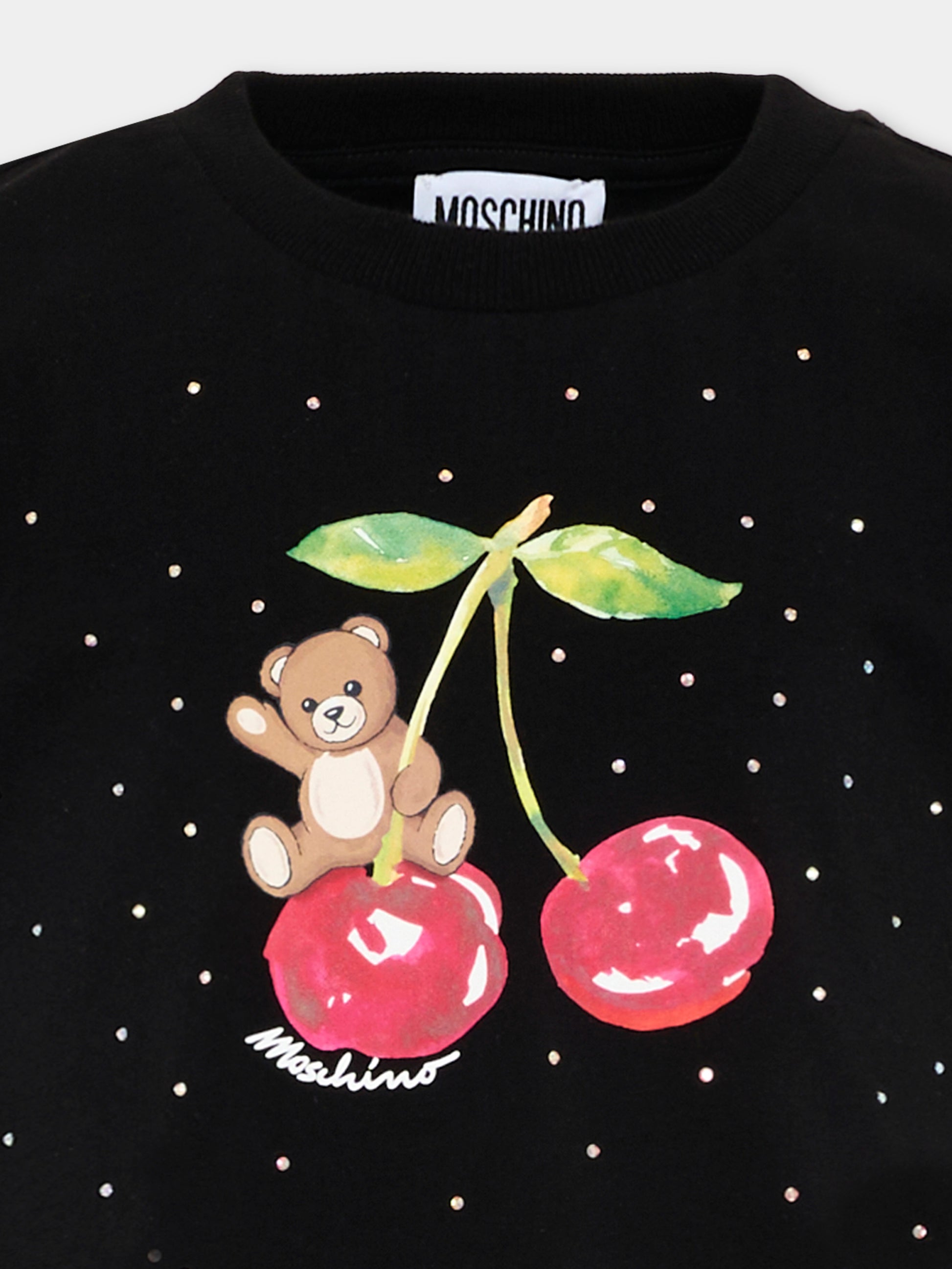 T-Shirt nera per bambina con Teddy Bear,Moschino Kids,HFM06K LBA10 60100