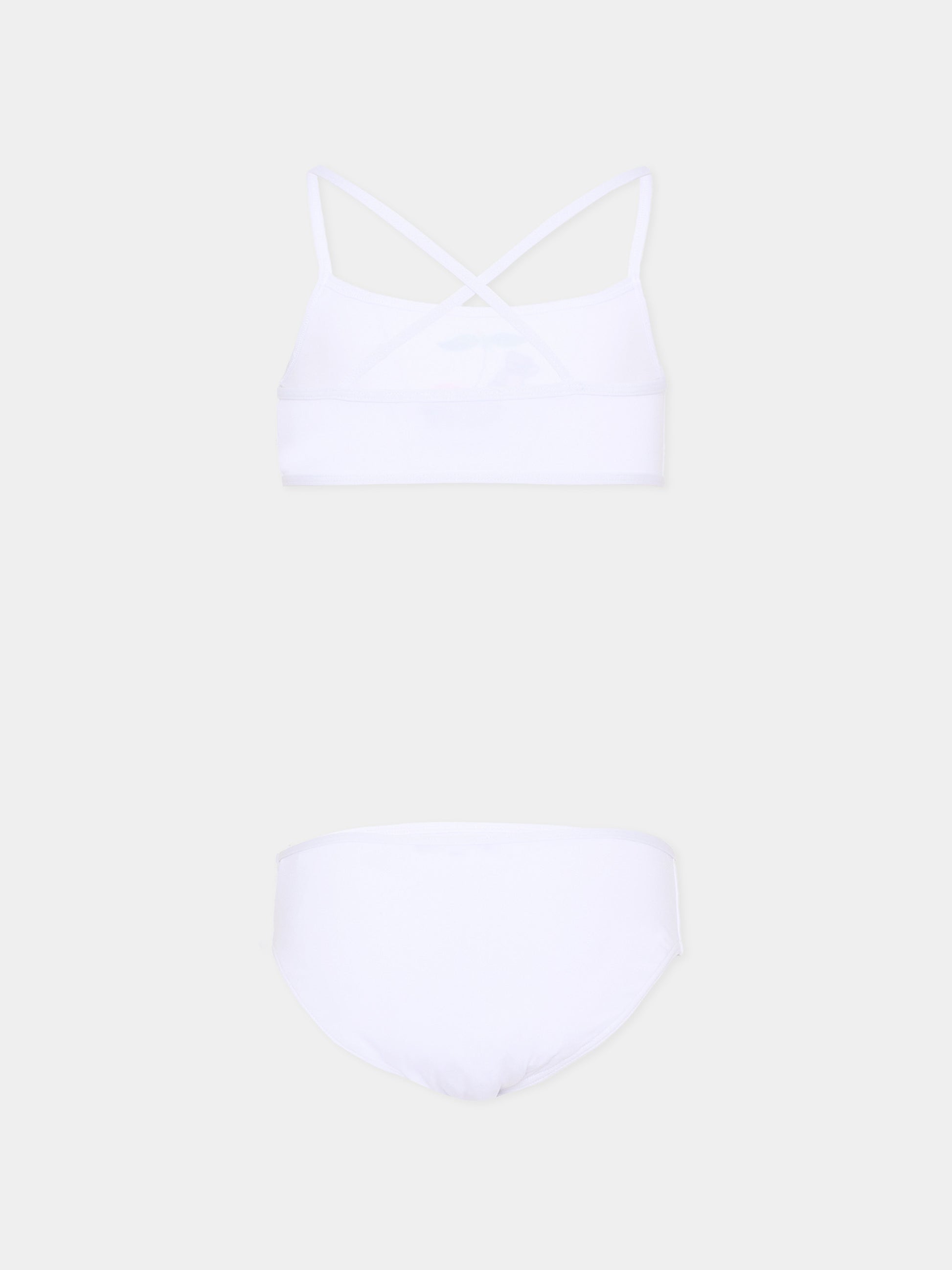 Slip e bikini bianco per bambina con ciliegie,Moschino Kids,HGL00E LKA11 10101