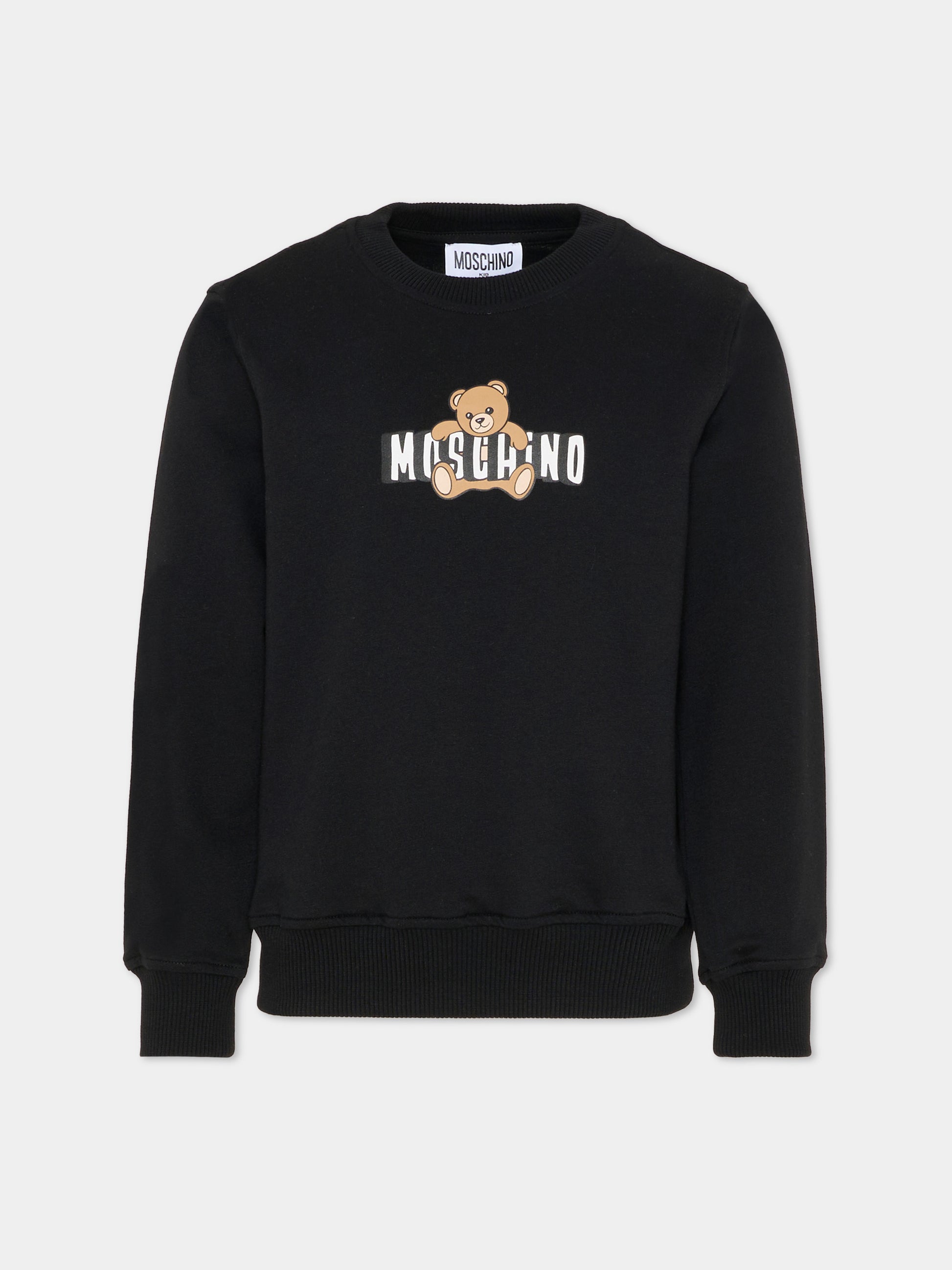 Felpa nera per bambini con Teddy Bear,Moschino Kids,HUF09U LCA19 60100