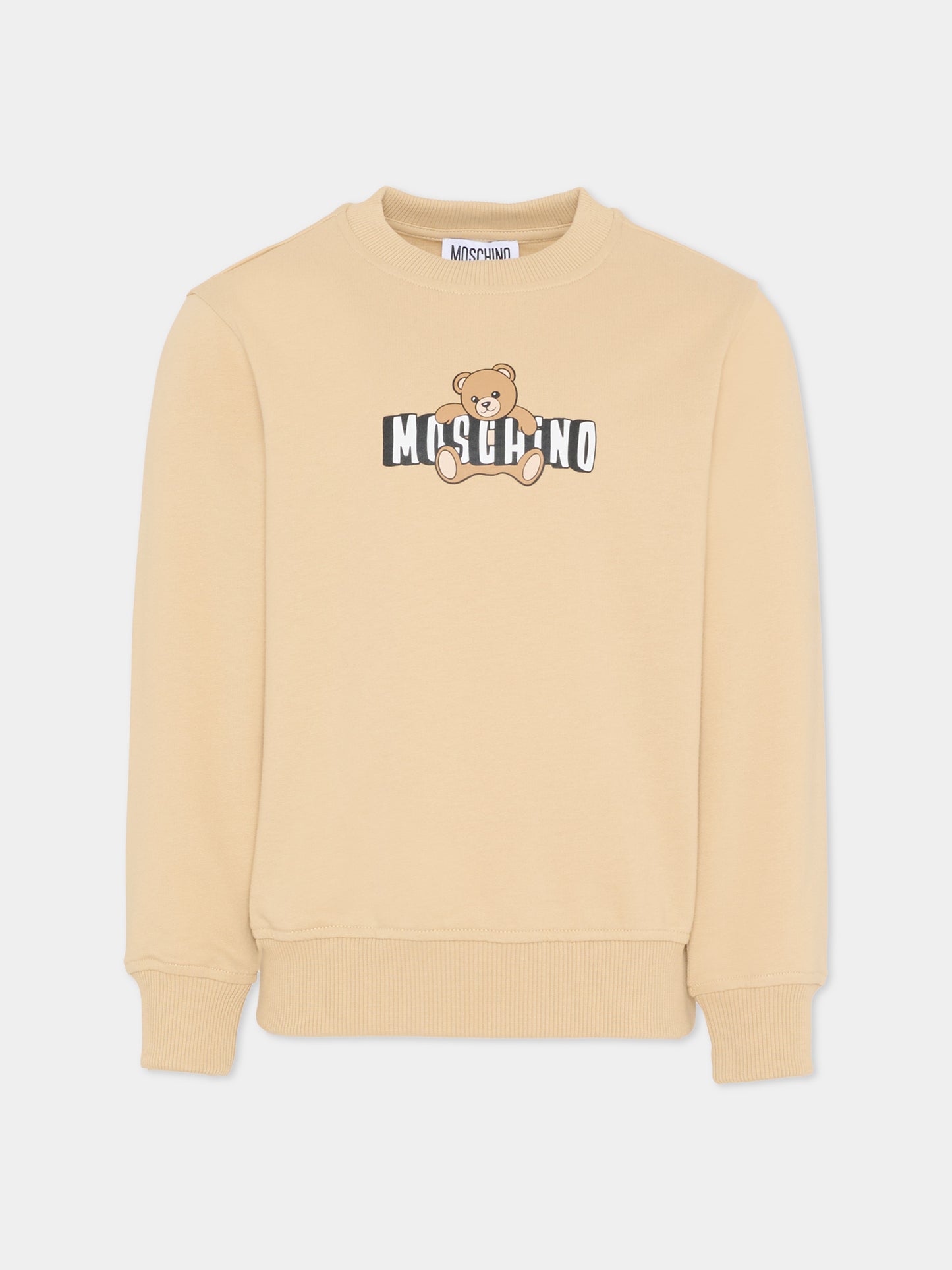 Felpa beige per bambini con Teddy Bear,Moschino Kids,HUF09U LCA19 20829