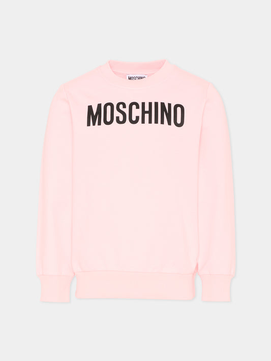 Felpa rosa per bambina con logo,Moschino Kids,HUF09Y LDA11 50209