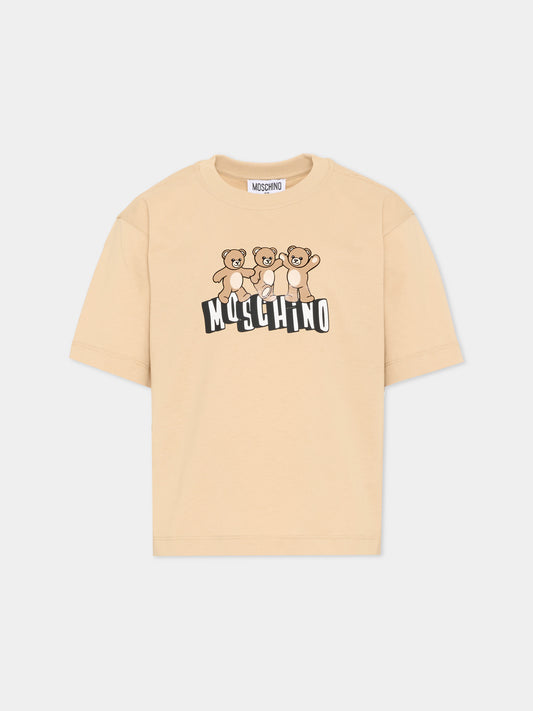 T-Shirt beige per bambini con Teddy Bear,Moschino Kids,HUM05P LAA23 20829