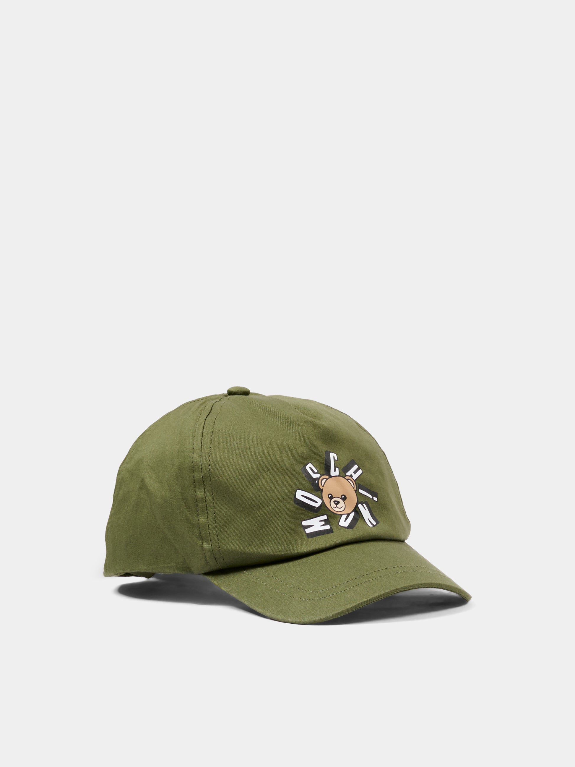 Cappello con visiera verde per bambino con Teddy Bear,Moschino Kids,HVX01N LOA00 30037