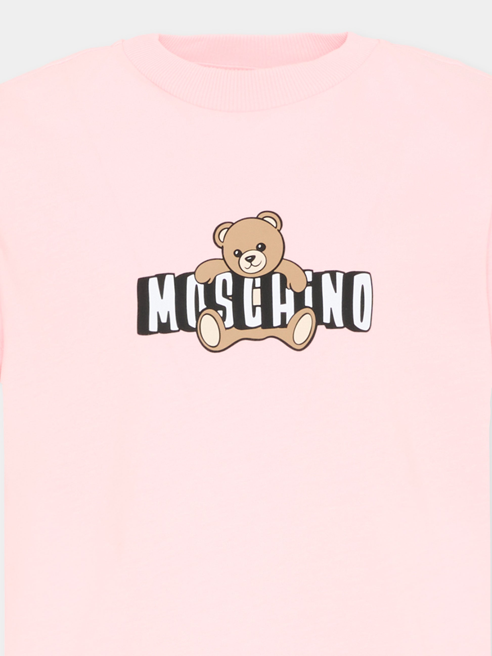 T-Shirt rosa per bambina con Teddy Bear,Moschino Kids,HZM058 LAA03 50209