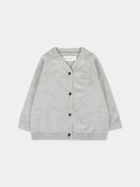 Cardigan grigio per neonati con logo,Calvin Klein Kids,IN0IN00235 P41