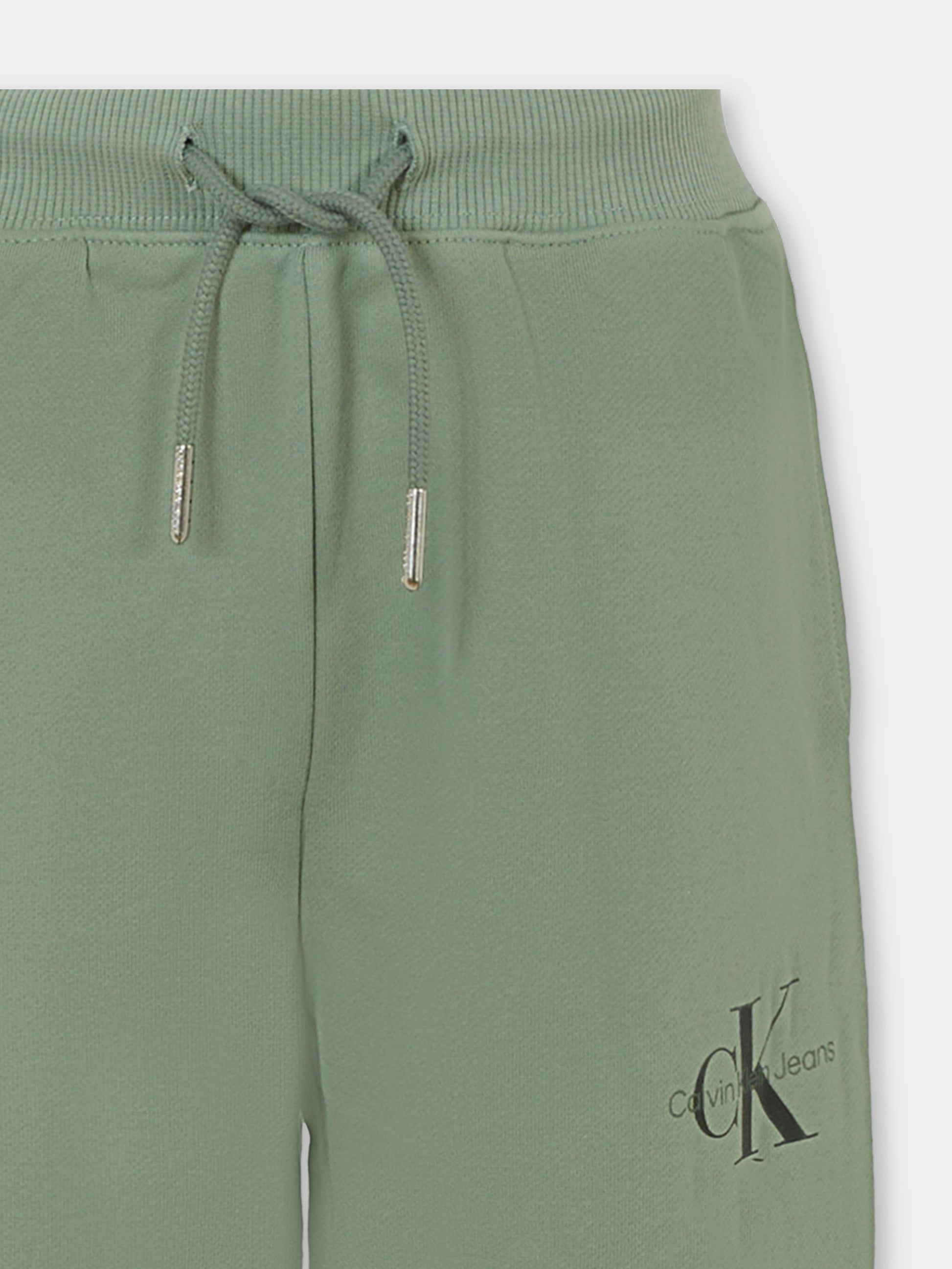 Pantaloni verdi per bambini con logo,Calvin Klein Kids,IU0IU00285 MSW