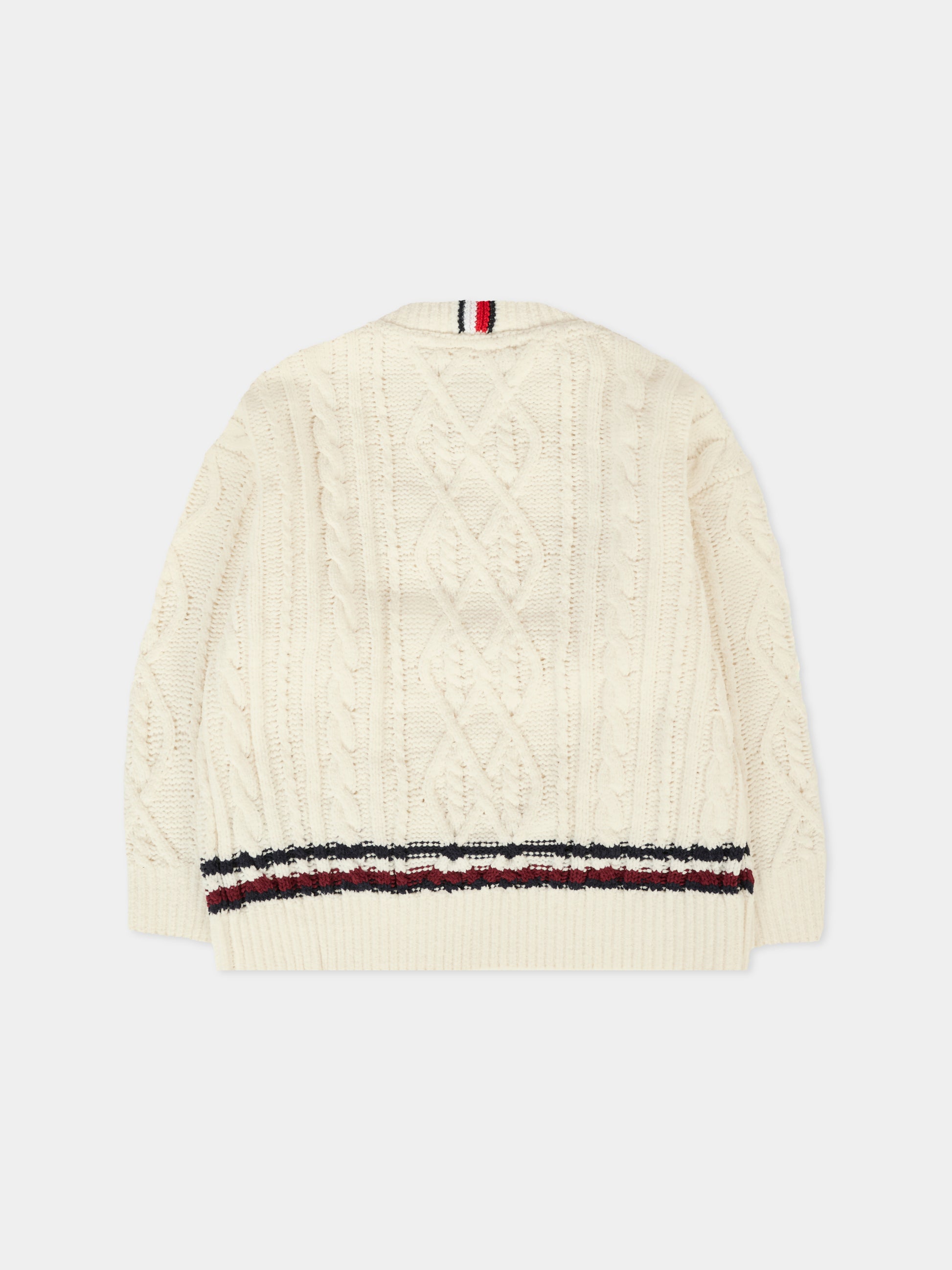 Maglione avorio per neonato con bandierina,Tommy Hilfiger Junior,KB0KB09257 Z00