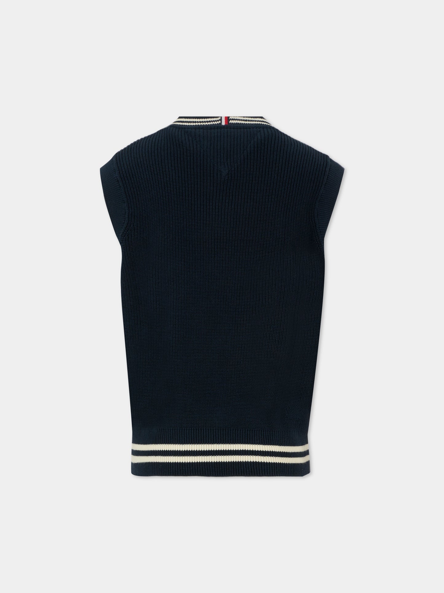 Maglia gilet blu per bambino con bandierina,Tommy Hilfiger Junior,KB0KB09602 C1G