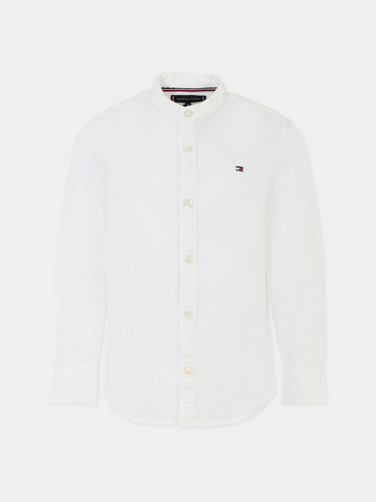 Camicia bianca per bambino con bandierina,Tommy Hilfiger Junior,KB0KB09557 YBR