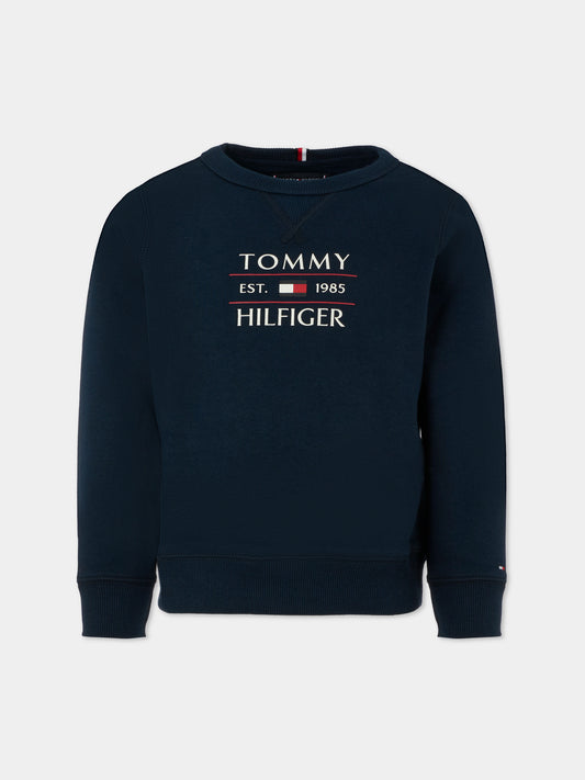 Felpa blu per bambino con logo,Tommy Hilfiger Junior,KB0KB09569 C1G