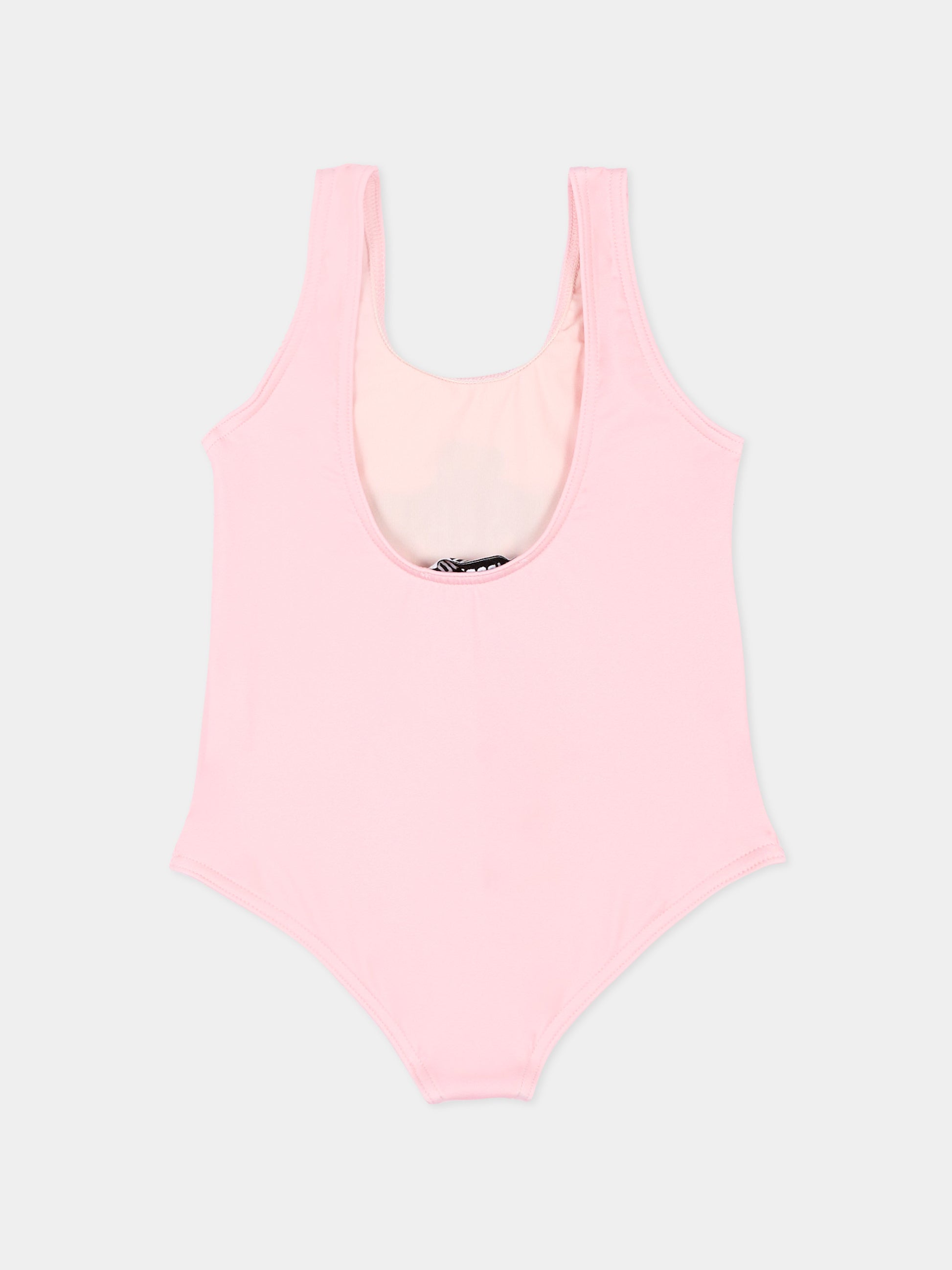 Costume intero rosa per neonata logo teddy,Moschino Kids,M2L00A LKA11 50209