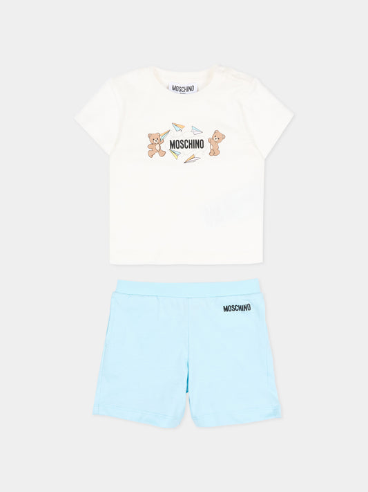 Completo sportivo multicolor per neonato con Teddy Bear,Moschino Kids,M5G00M LAA01 84325