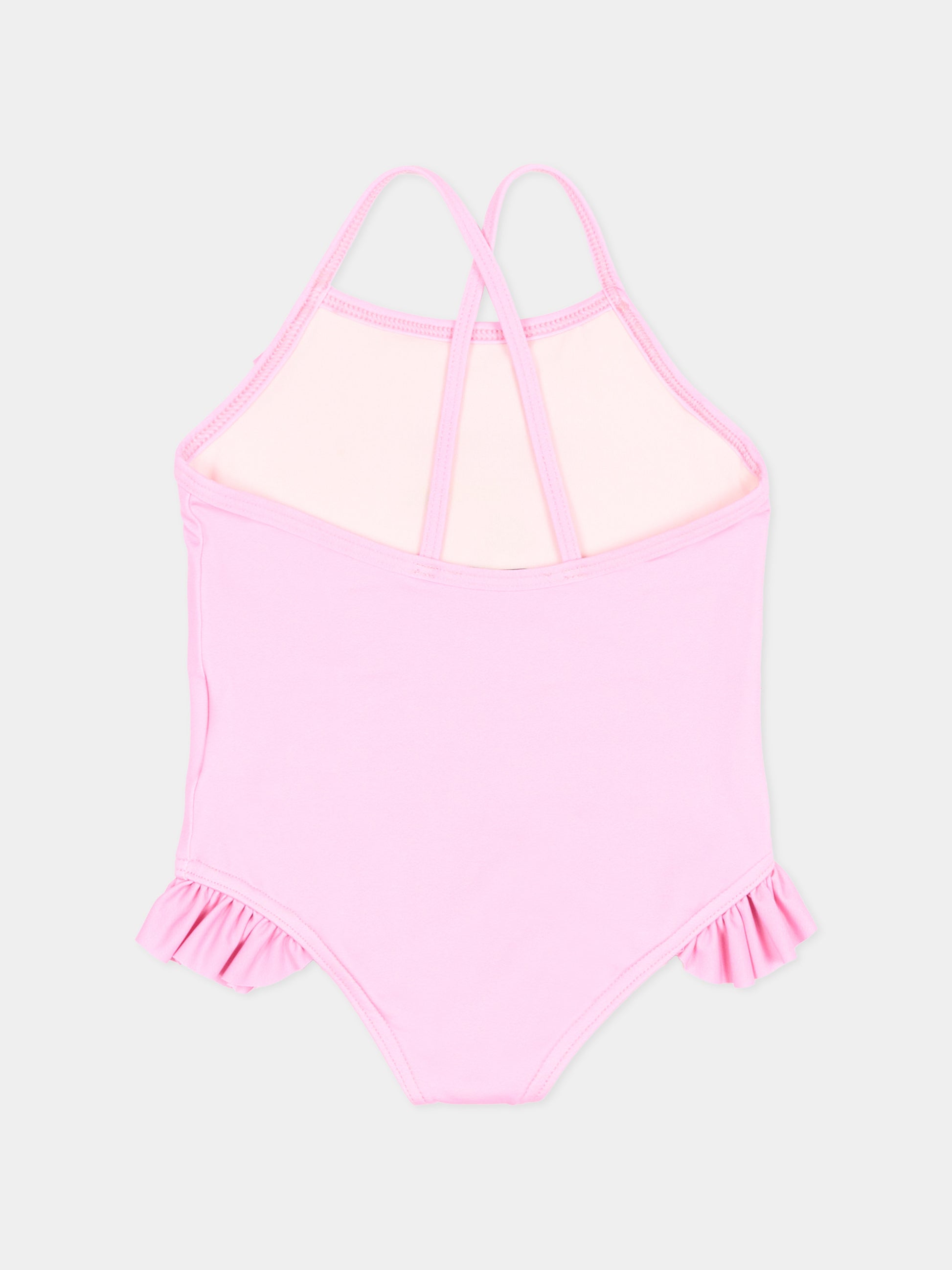 Costume intero rosa per neonata con Teddy Bear,Moschino Kids,MBL00G LKA11 51473