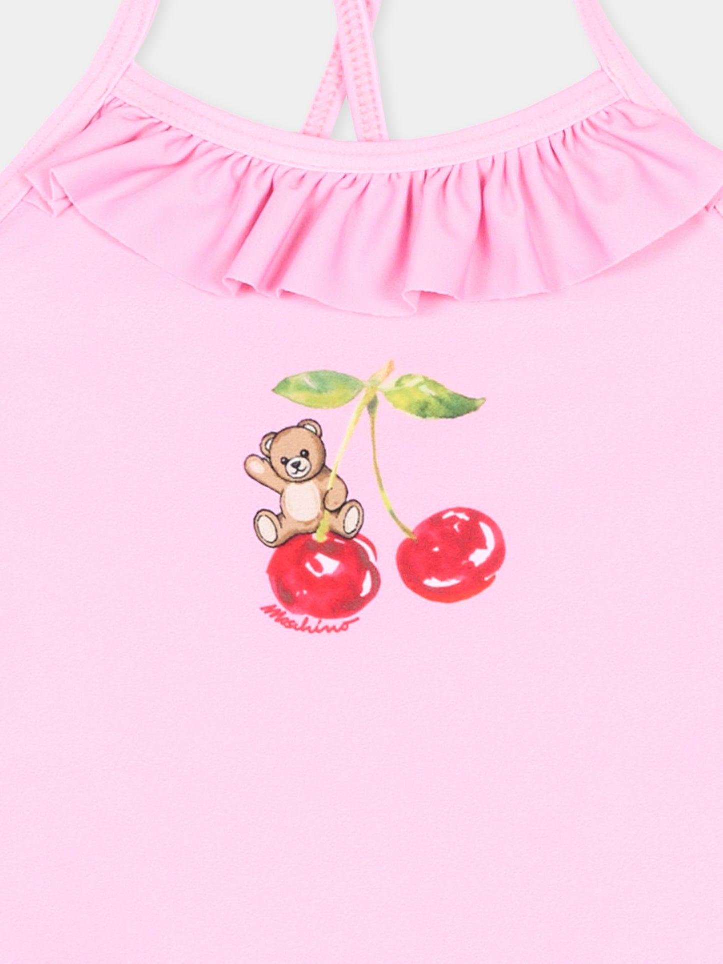 Costume intero rosa per neonata con Teddy Bear,Moschino Kids,MBL00G LKA11 51473