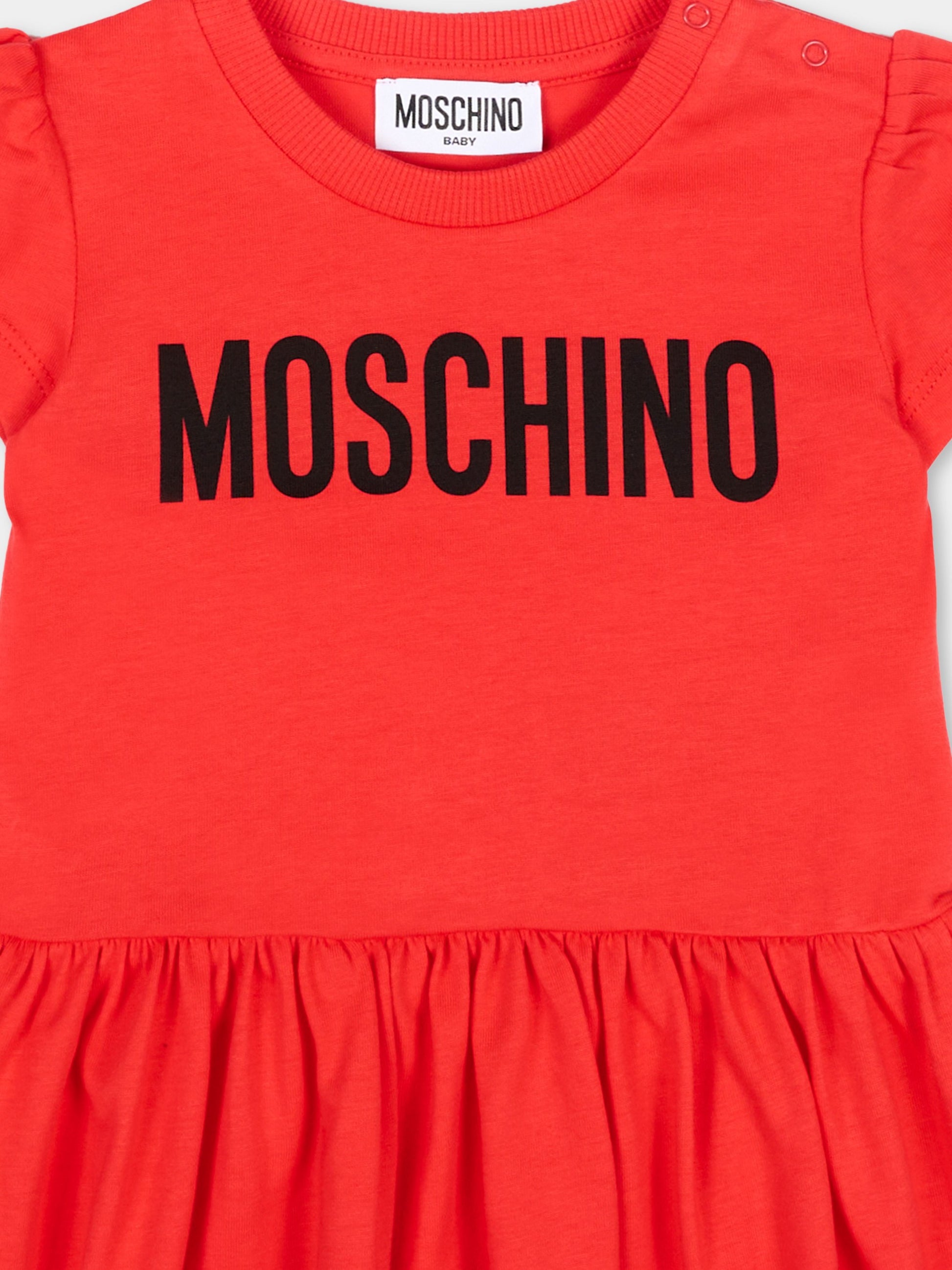 Vestito rosso per neonata con logo,Moschino Kids,MDV0DM LAA02 50109