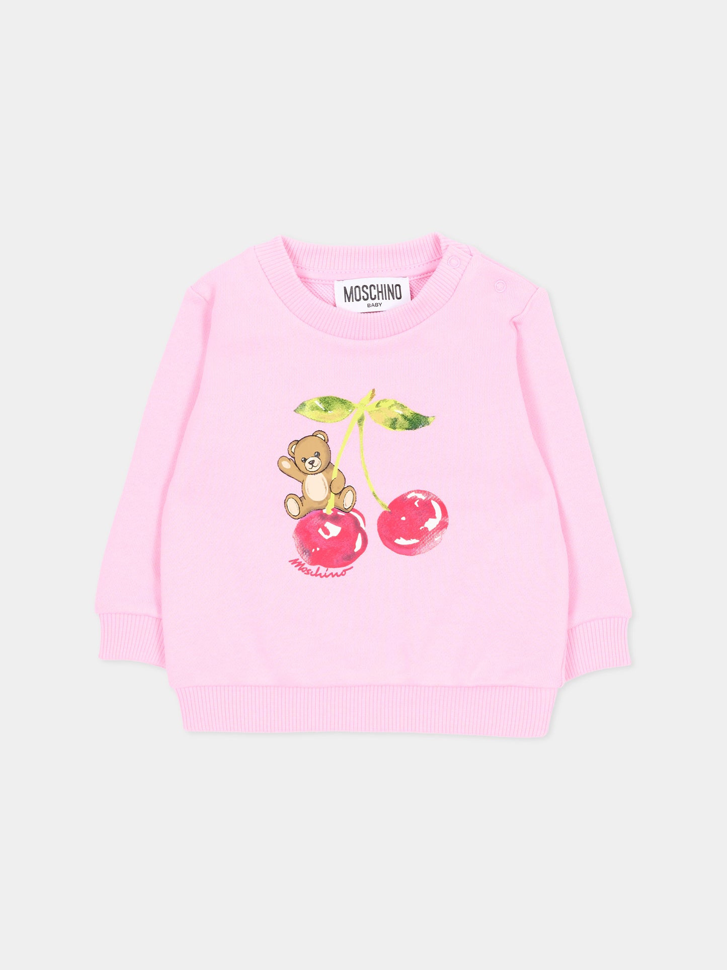 Felpa rosa per neonata con Teddy Bear,Moschino Kids,MGF02K LCA52 51473