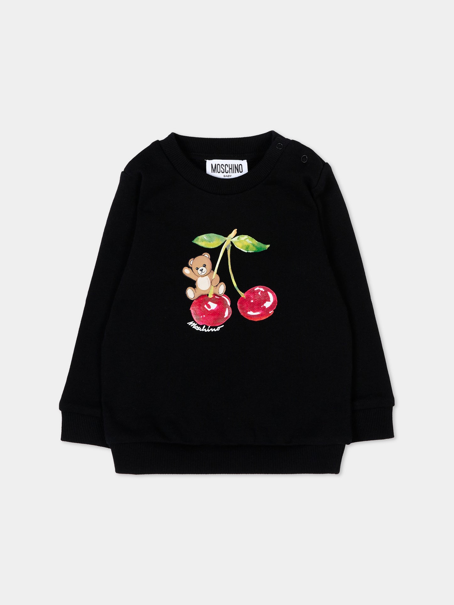 Felpa nera per neonata con Teddy Bear,Moschino Kids,MGF02K LCA52 60100