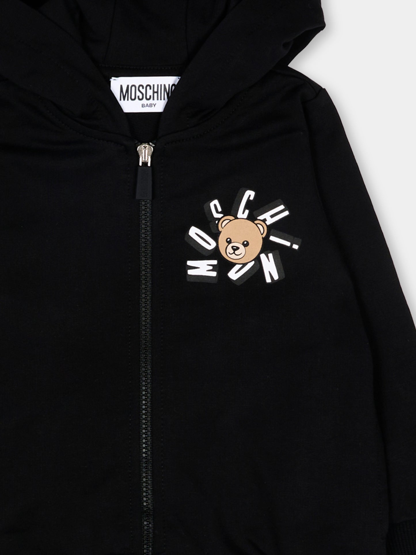 Completo sportivo nero per neonati con Teddy Bear,Moschino Kids,MMK05D LCA19 60100