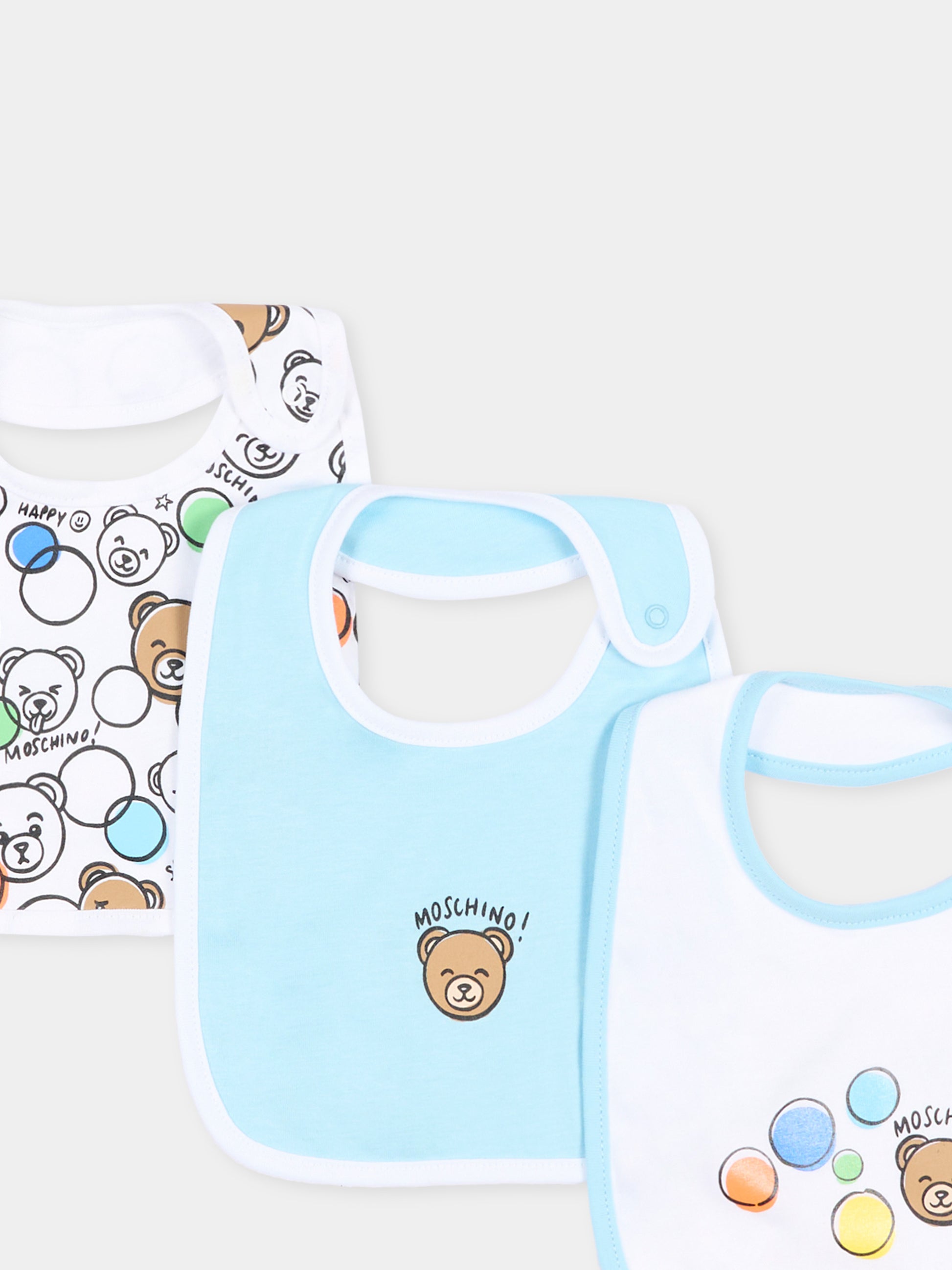 Bavaglino celeste per neonati set,Moschino Kids,MMY062 LAB5A 40304