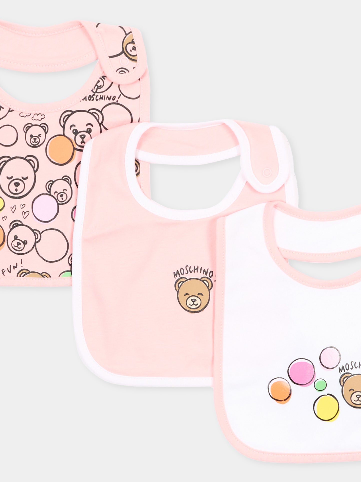 Set bavaglini multicolor per neonati con Teddy Bear,Moschino Kids,MMY062 LAB5A 83681