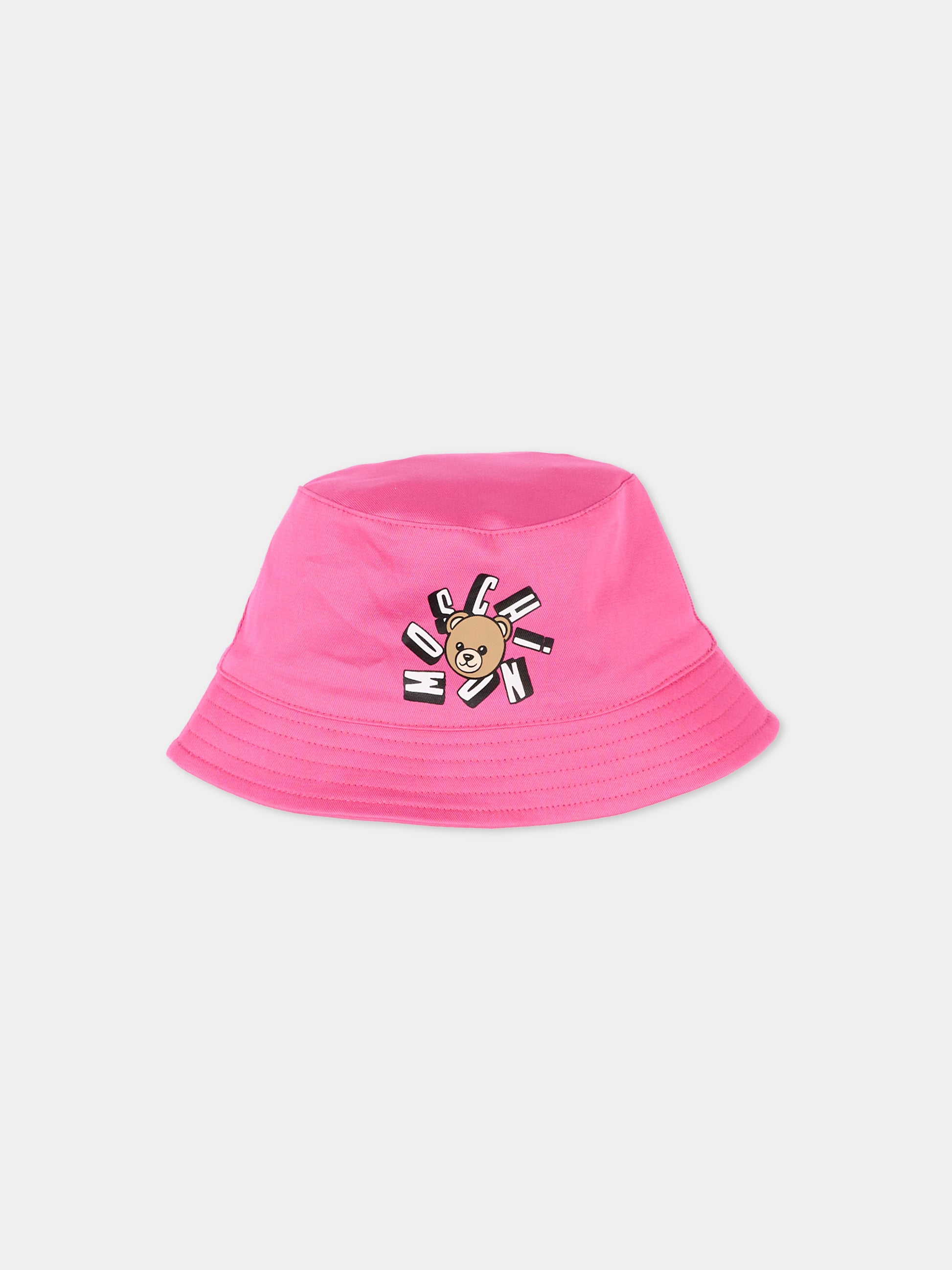 Cloche fucsia per neonata con logo,Moschino Kids,MNX057 LPA01 50533