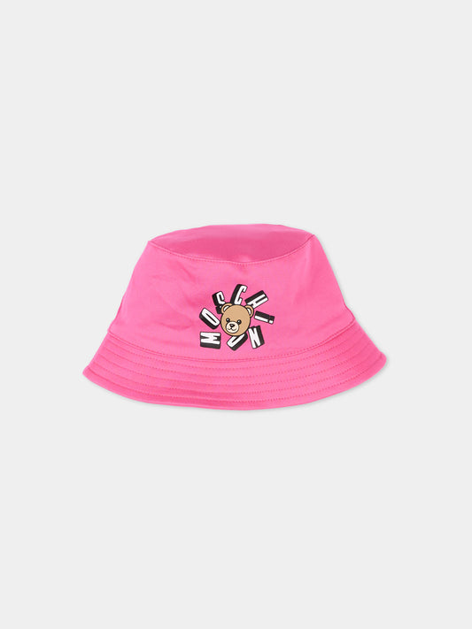 Cloche fucsia per neonata con logo,Moschino Kids,MNX057 LPA01 50533