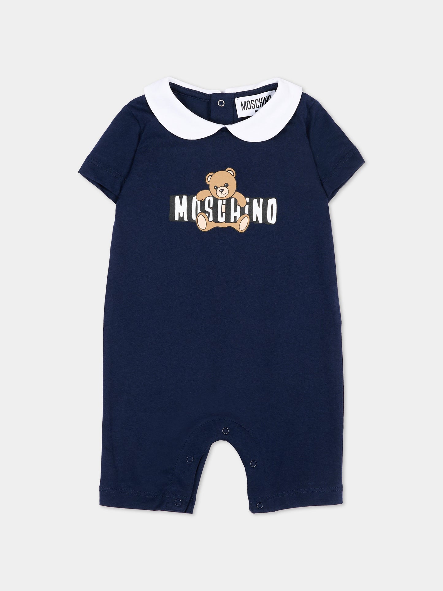 Tutina blu Moschino per neonati con teddy,Moschino Kids,MNY03Y LAA03 40016