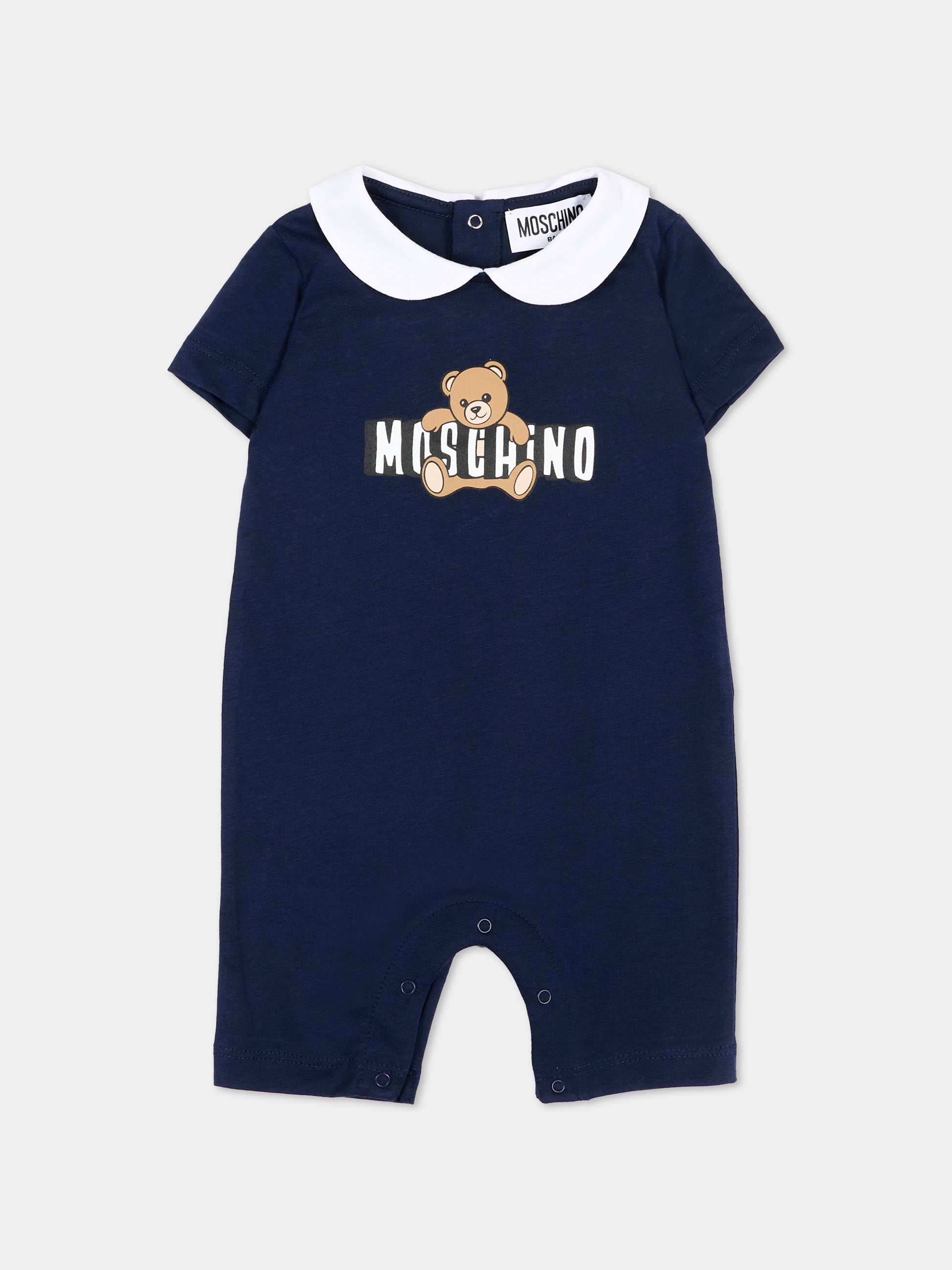 Tutina blu Moschino per neonati con teddy,Moschino Kids,MNY03Y LAA03 40016